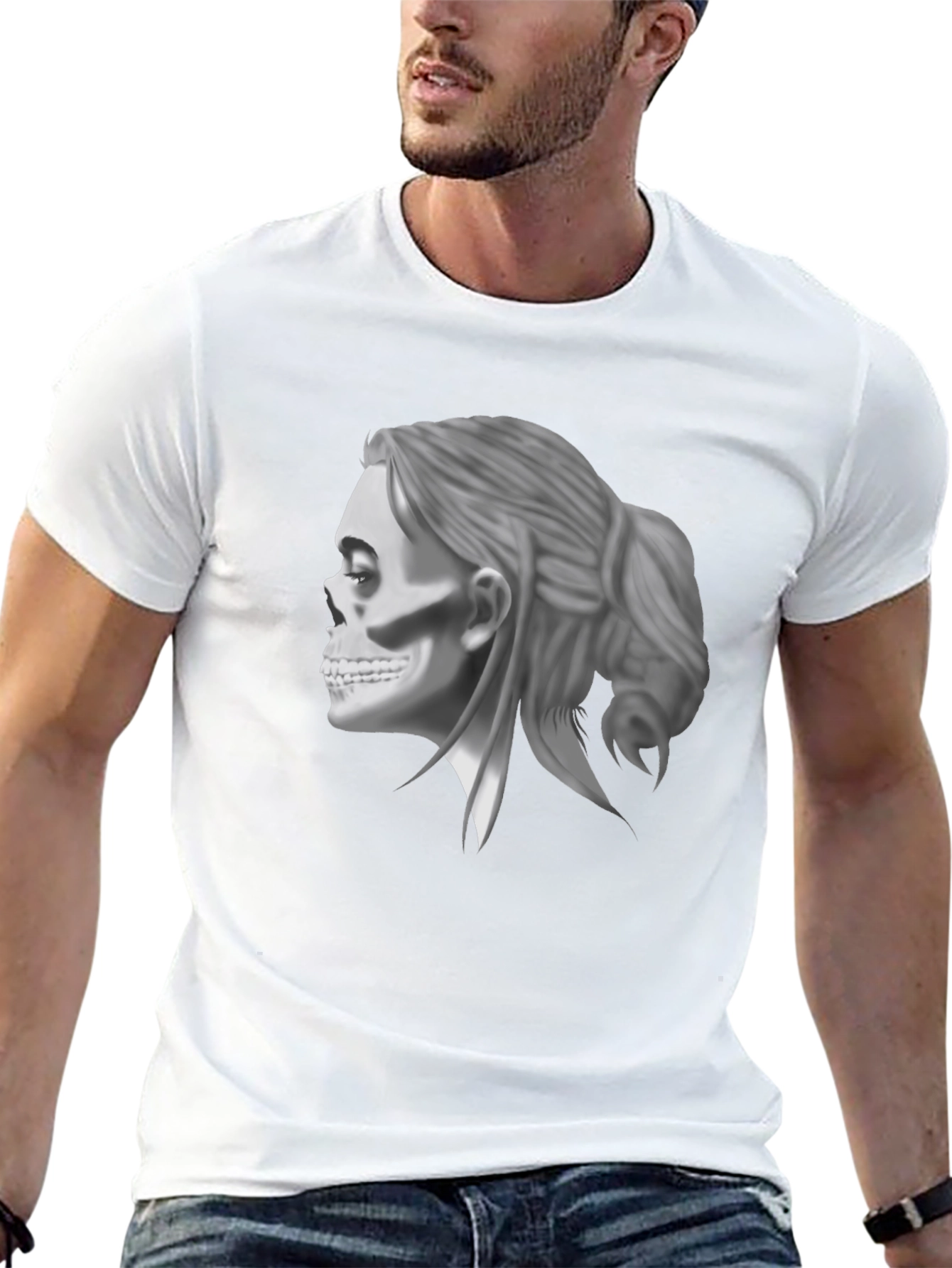 Skull Woman Graphic Tee - Cool Casual Style