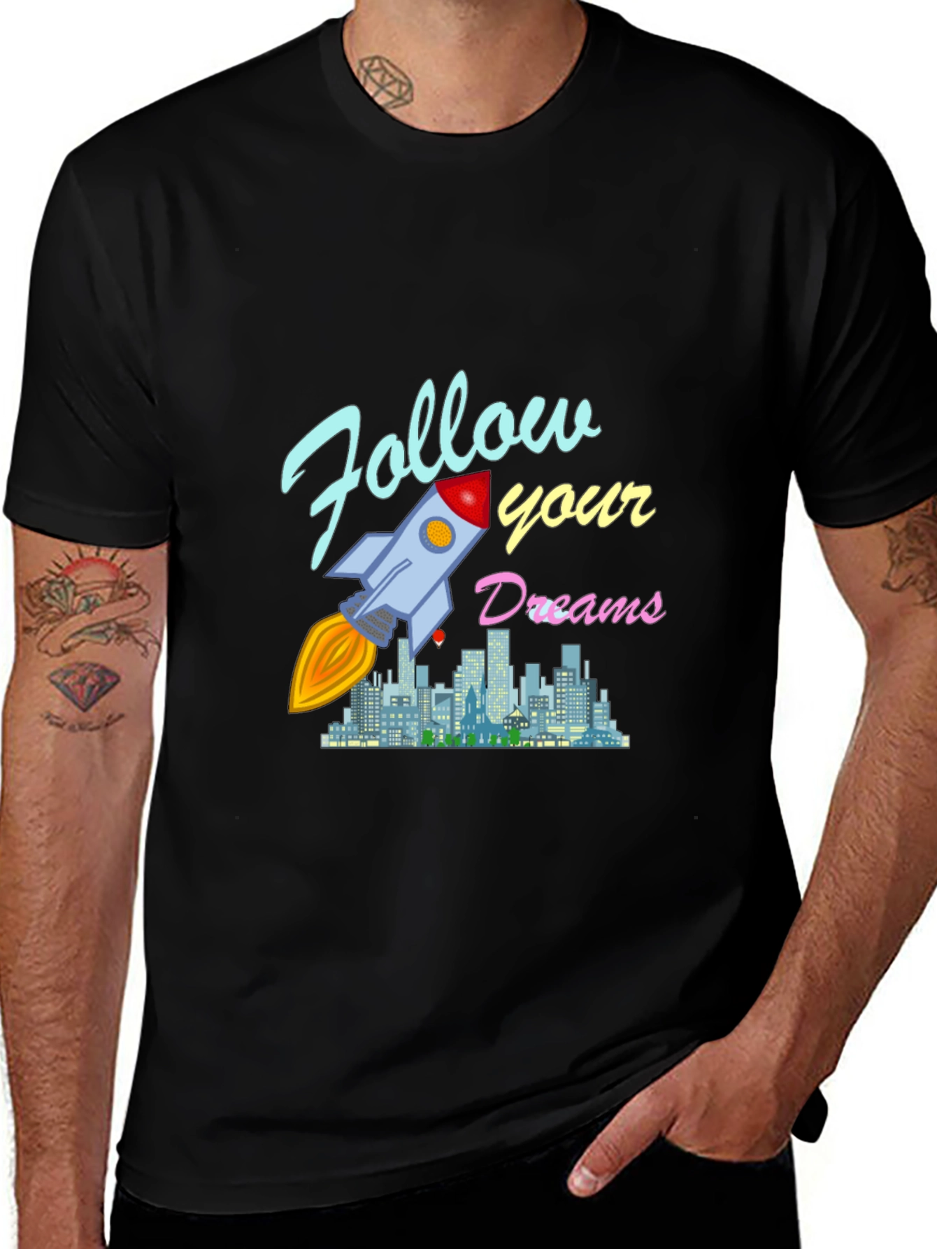Follow Your Dreams Rocket Graphic T-Shirt