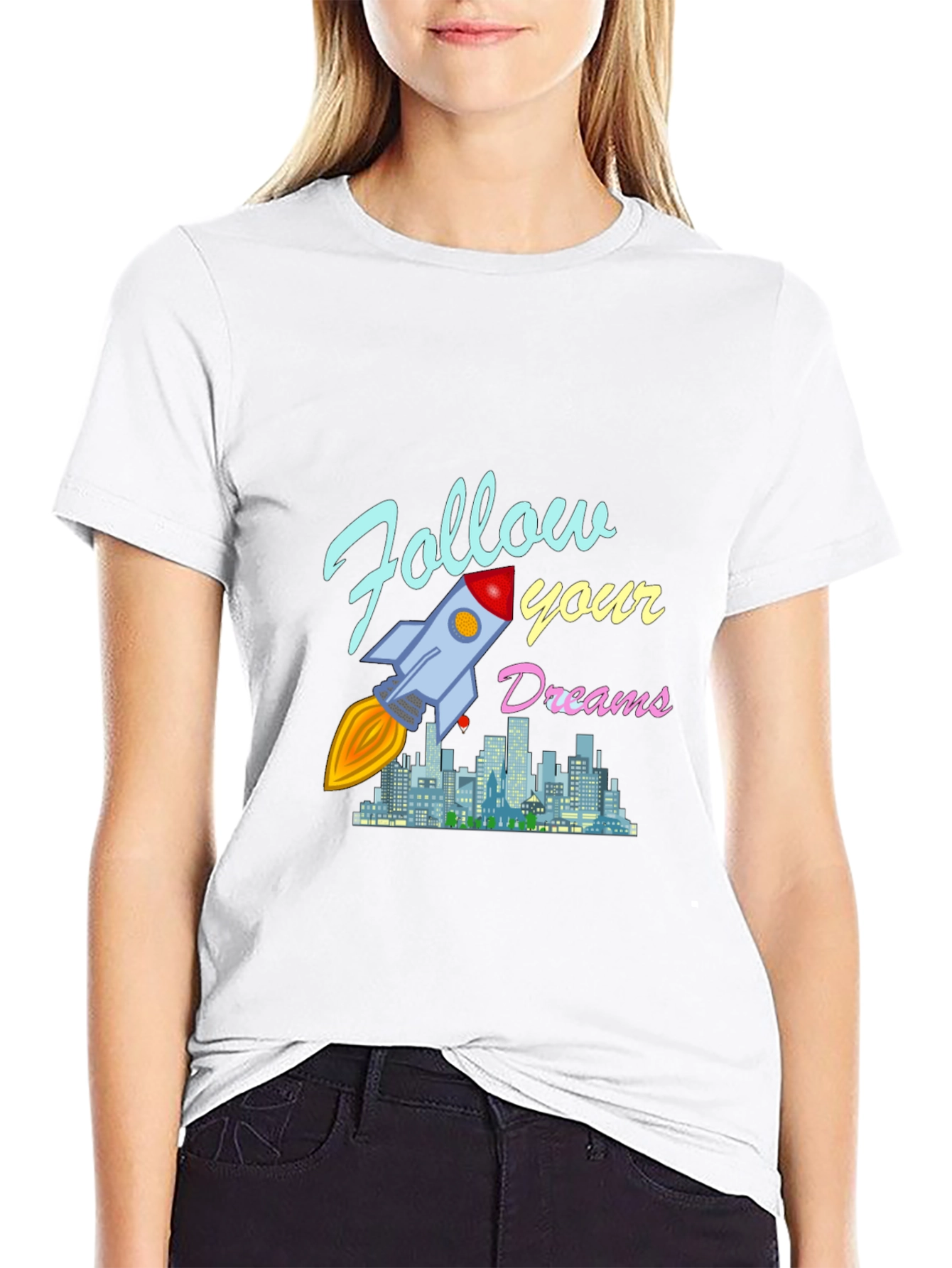 Follow Your Dreams Rocket Graphic T-Shirt
