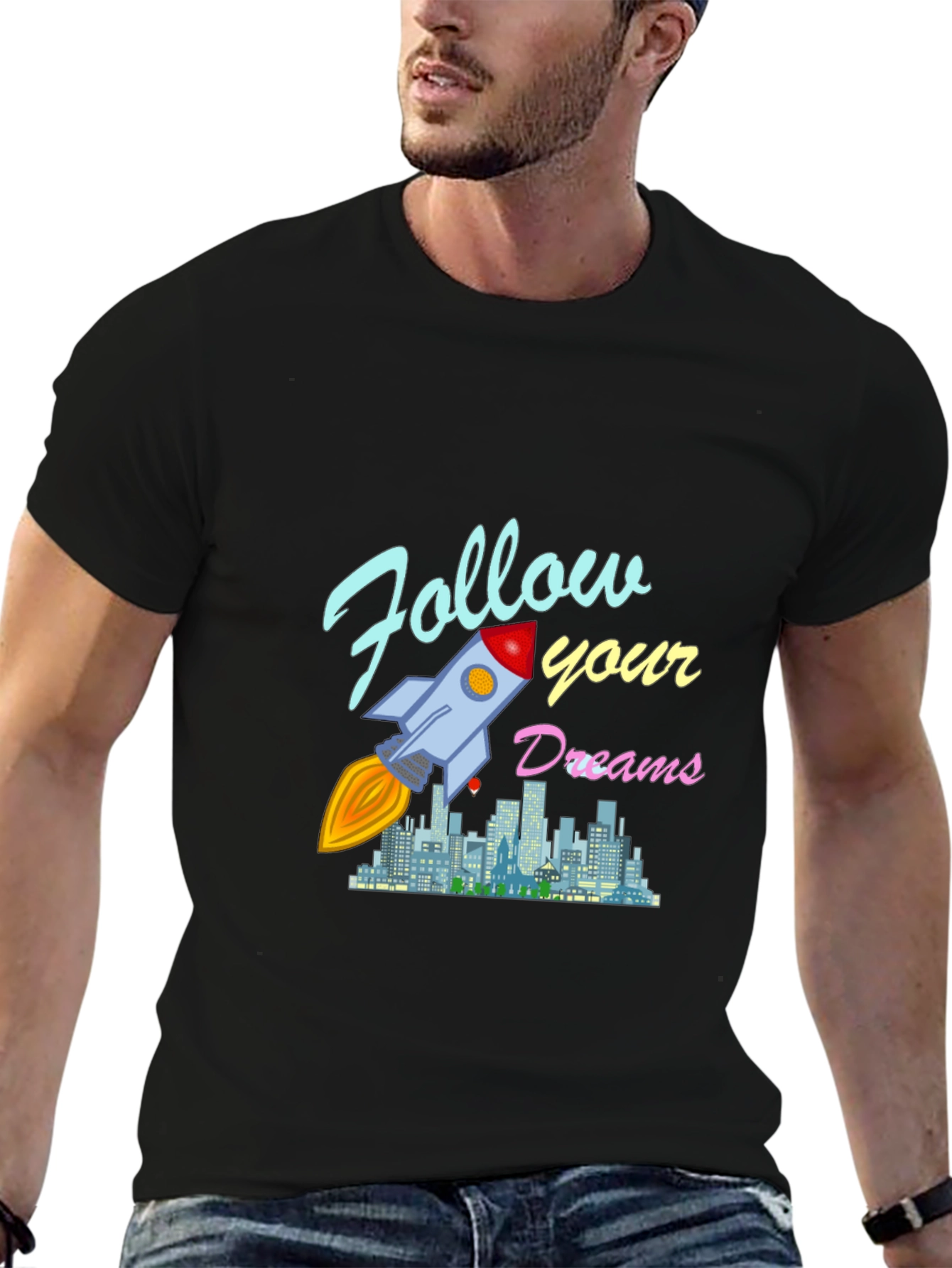 Follow Your Dreams Rocket Graphic T-Shirt