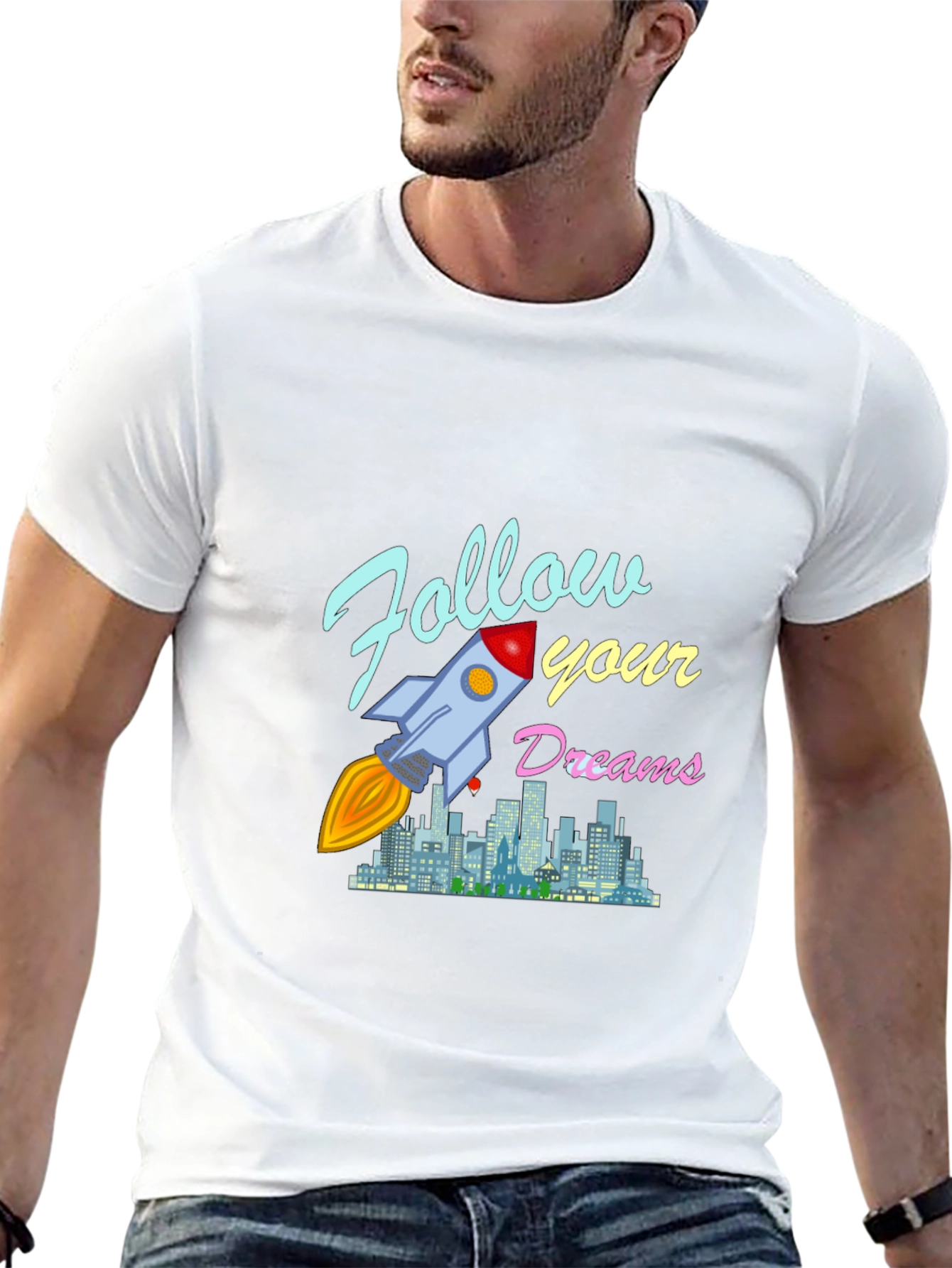 Follow Your Dreams Rocket Graphic T-Shirt