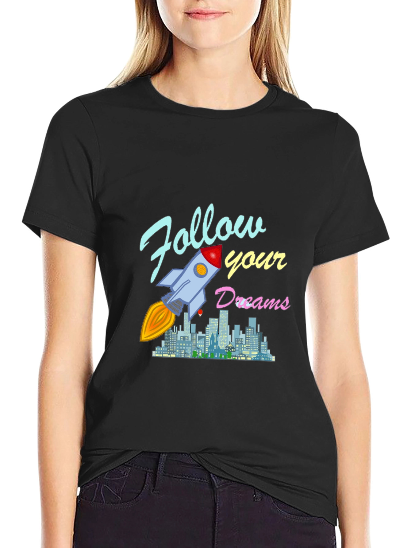 Follow Your Dreams Rocket Graphic T-Shirt