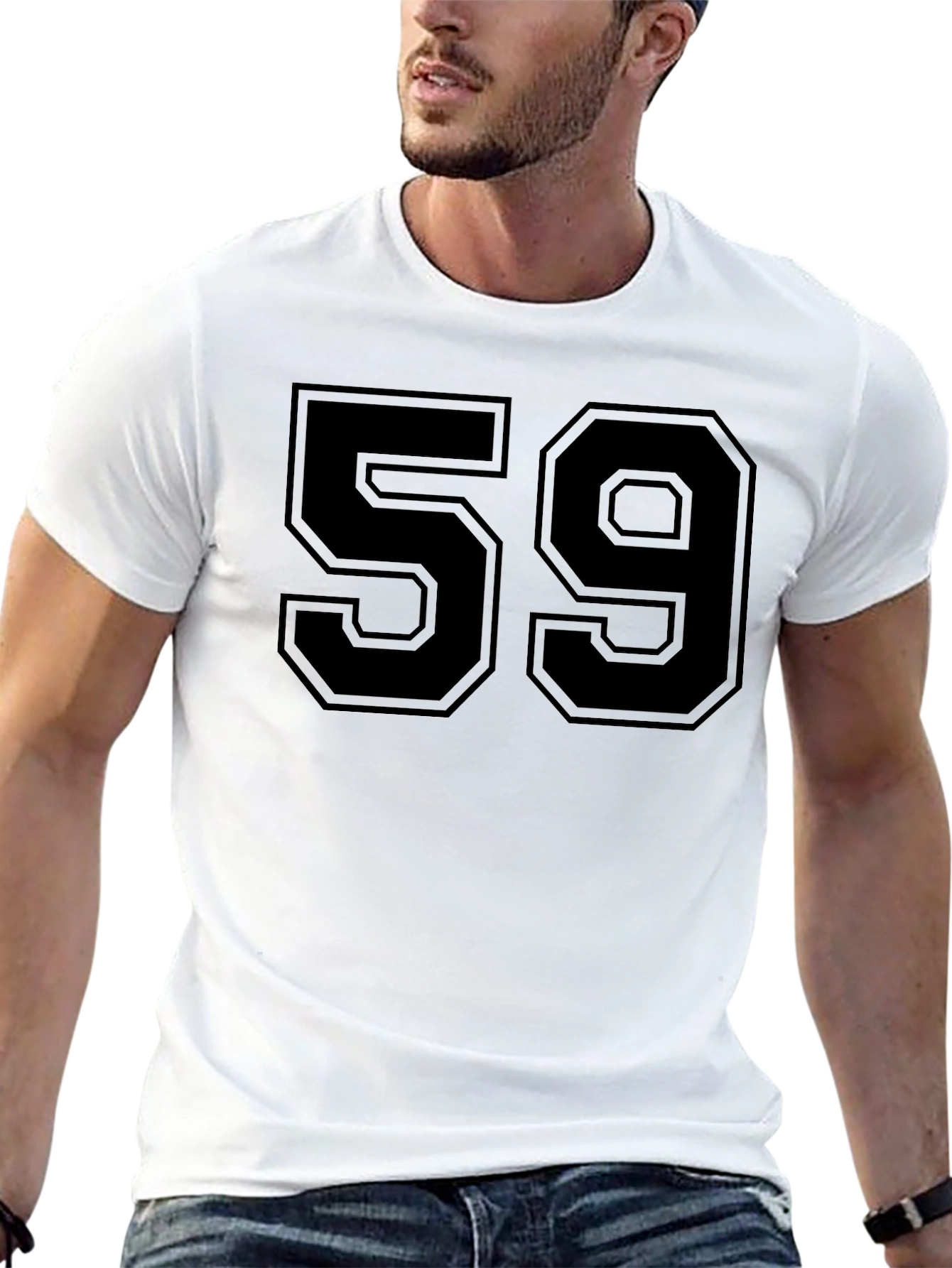 Mens Black Number 59 Graphic T-Shirt