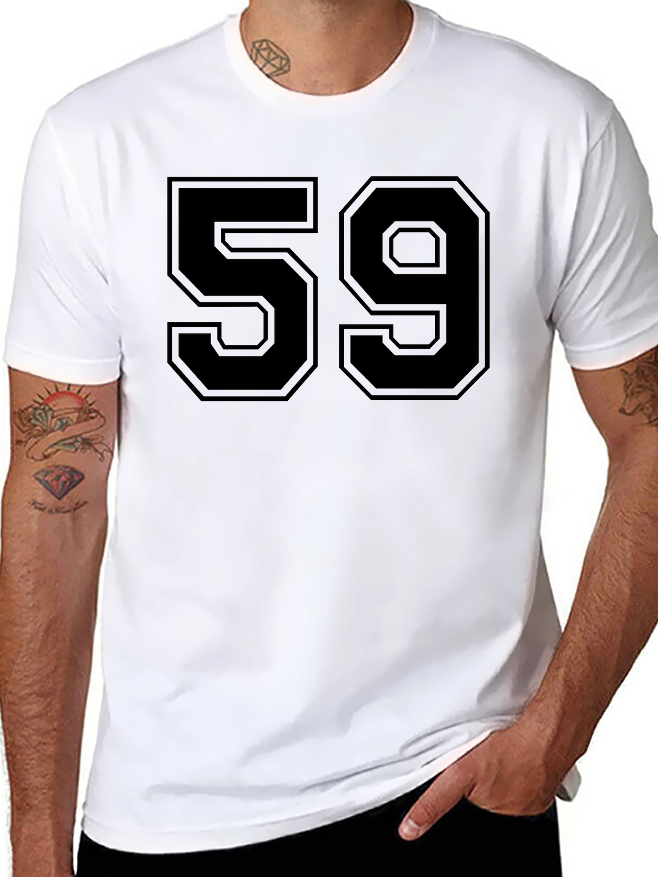 Mens Black Number 59 Graphic T-Shirt