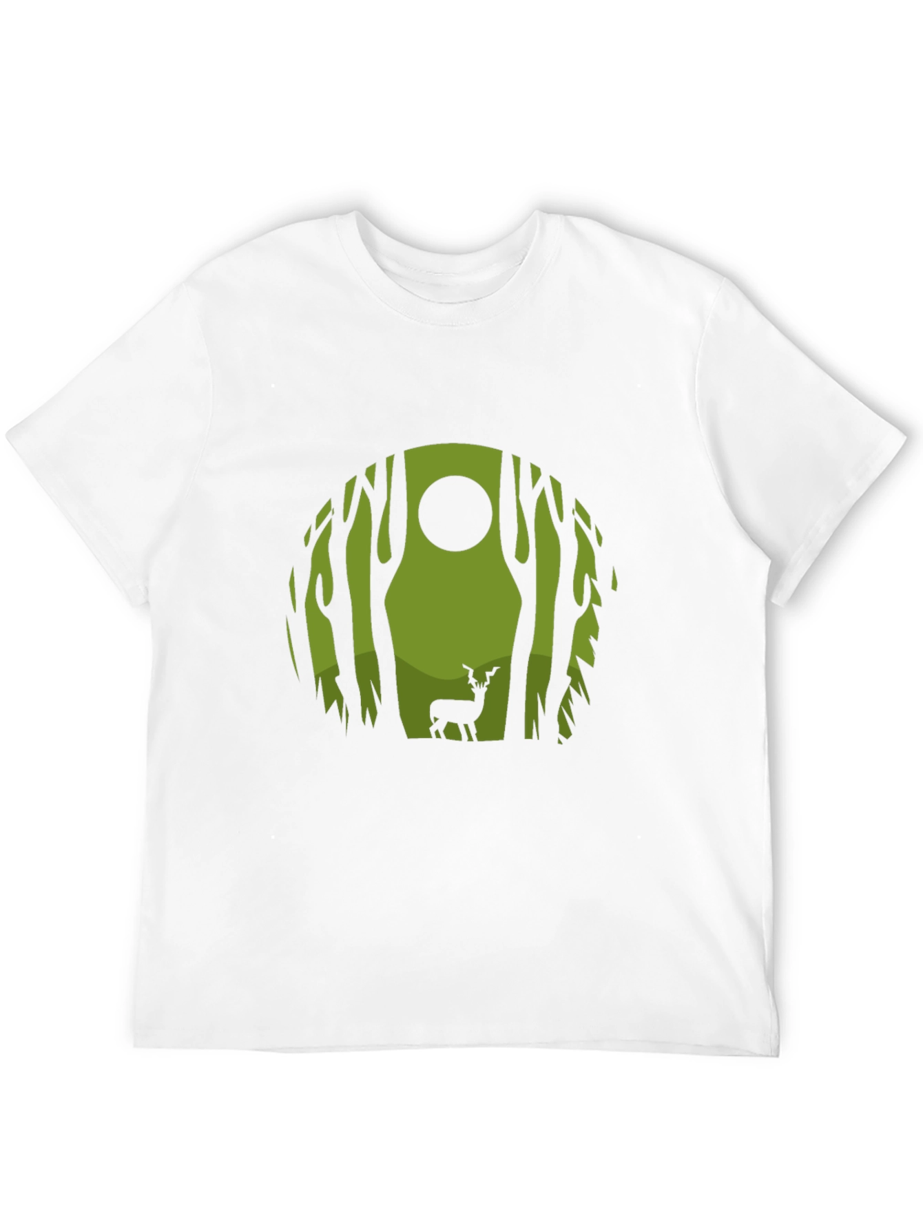 Nature Deer Graphic Tee - Black Crew Neck