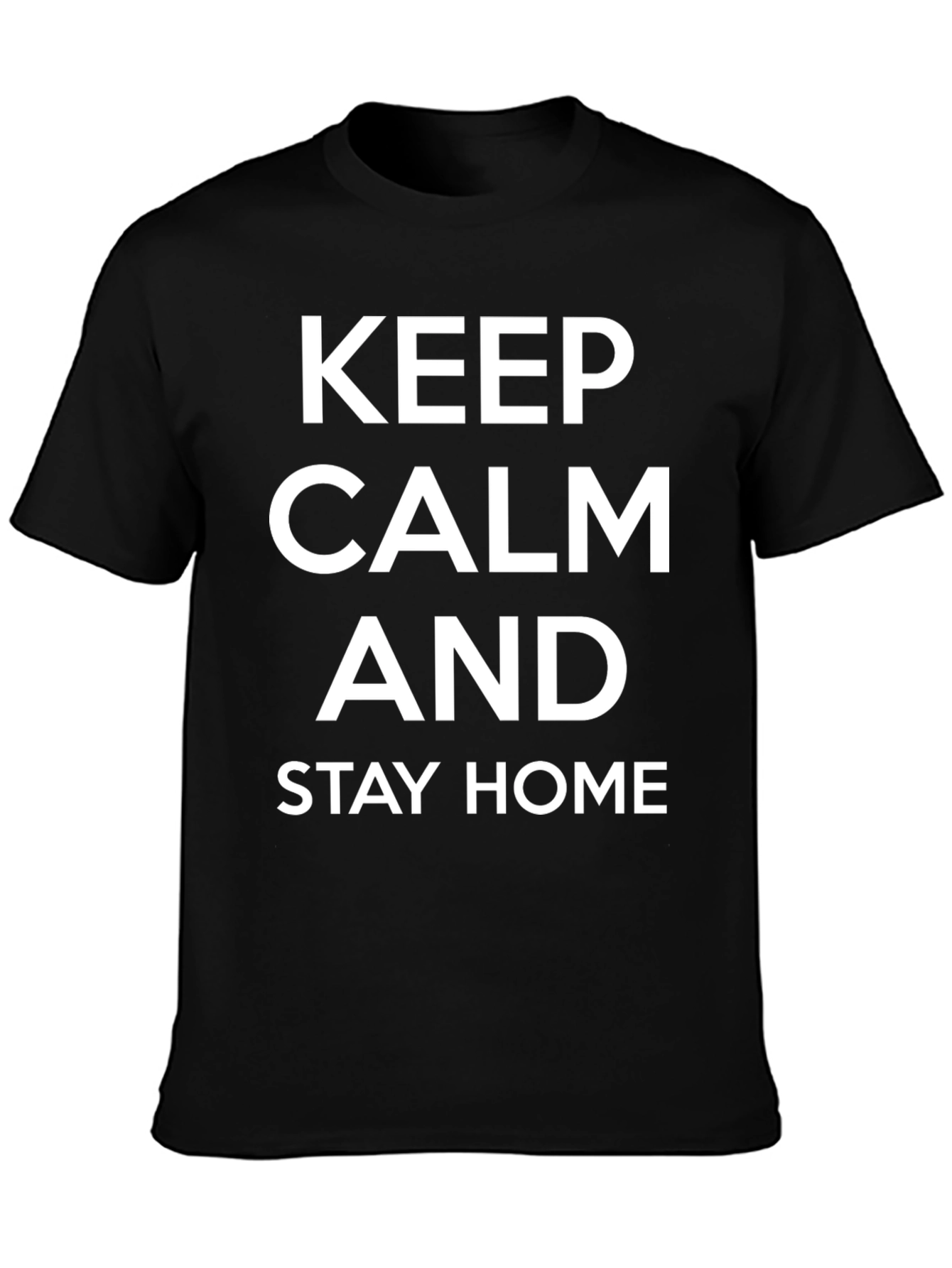 Keep Calm and Stay Home Black Graphic Tee