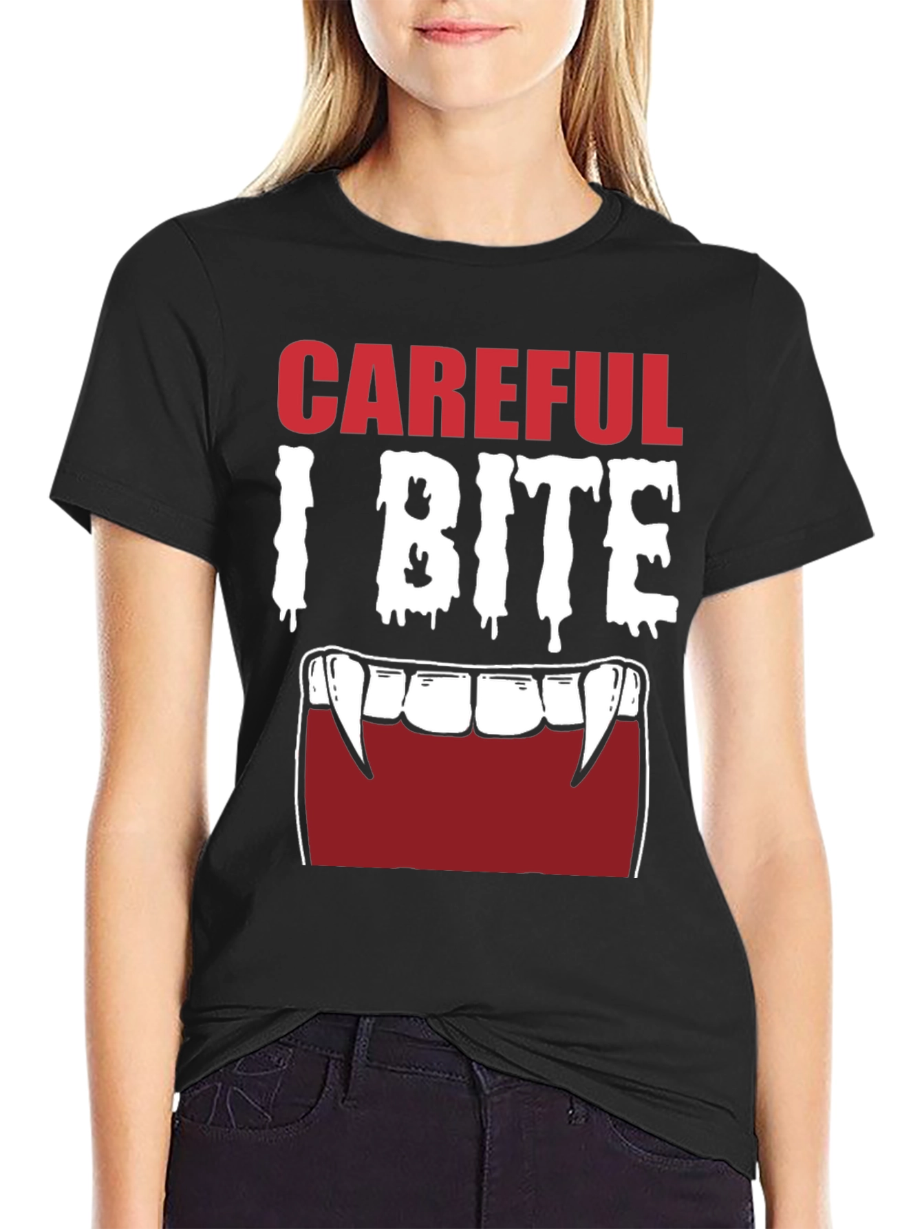 Careful I Bite Vampire Graphic T-Shirt