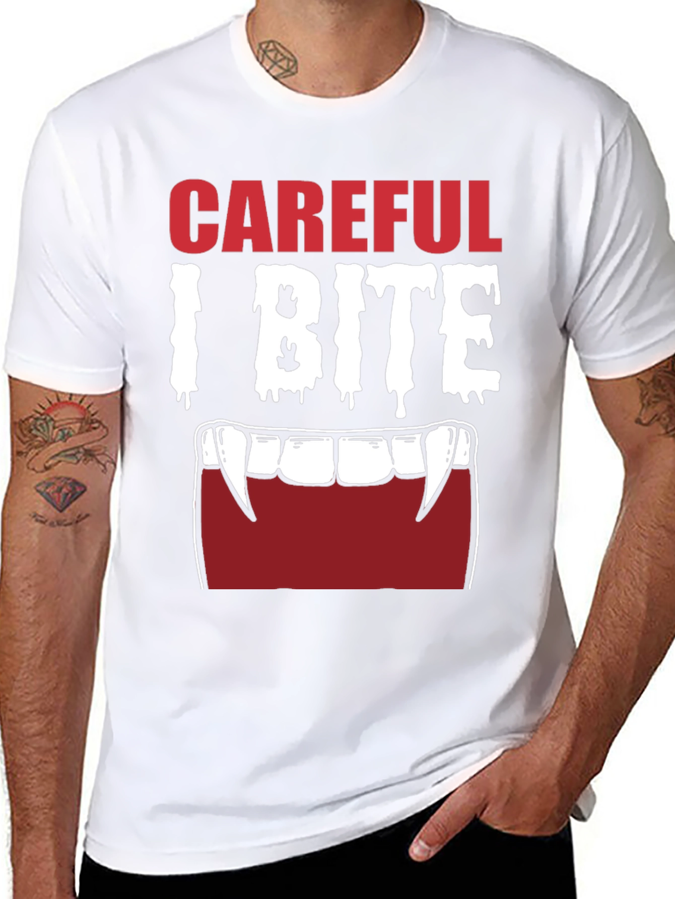 Careful I Bite Vampire Graphic T-Shirt