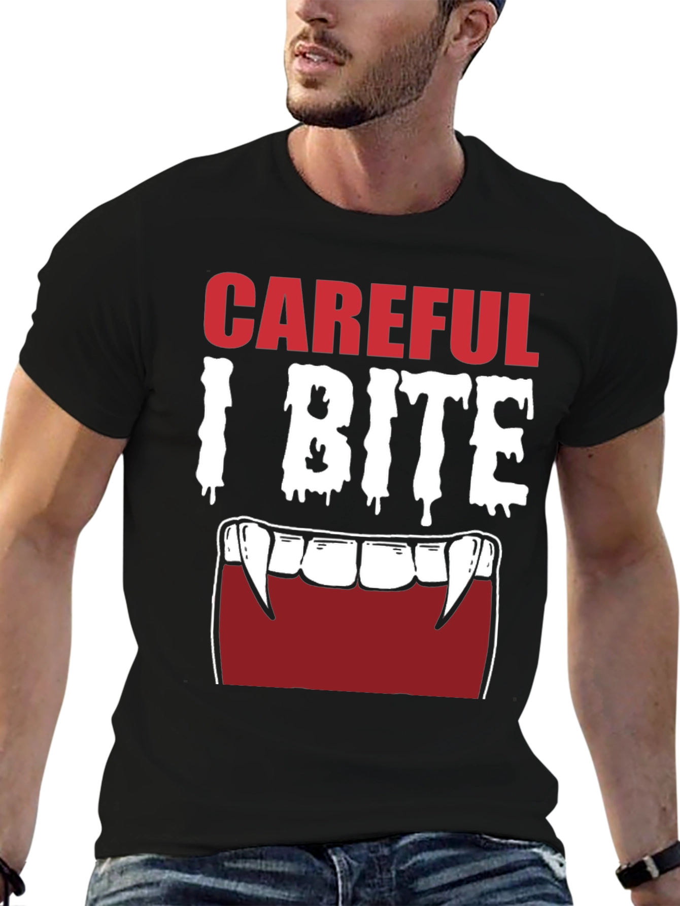 Careful I Bite Vampire Graphic T-Shirt