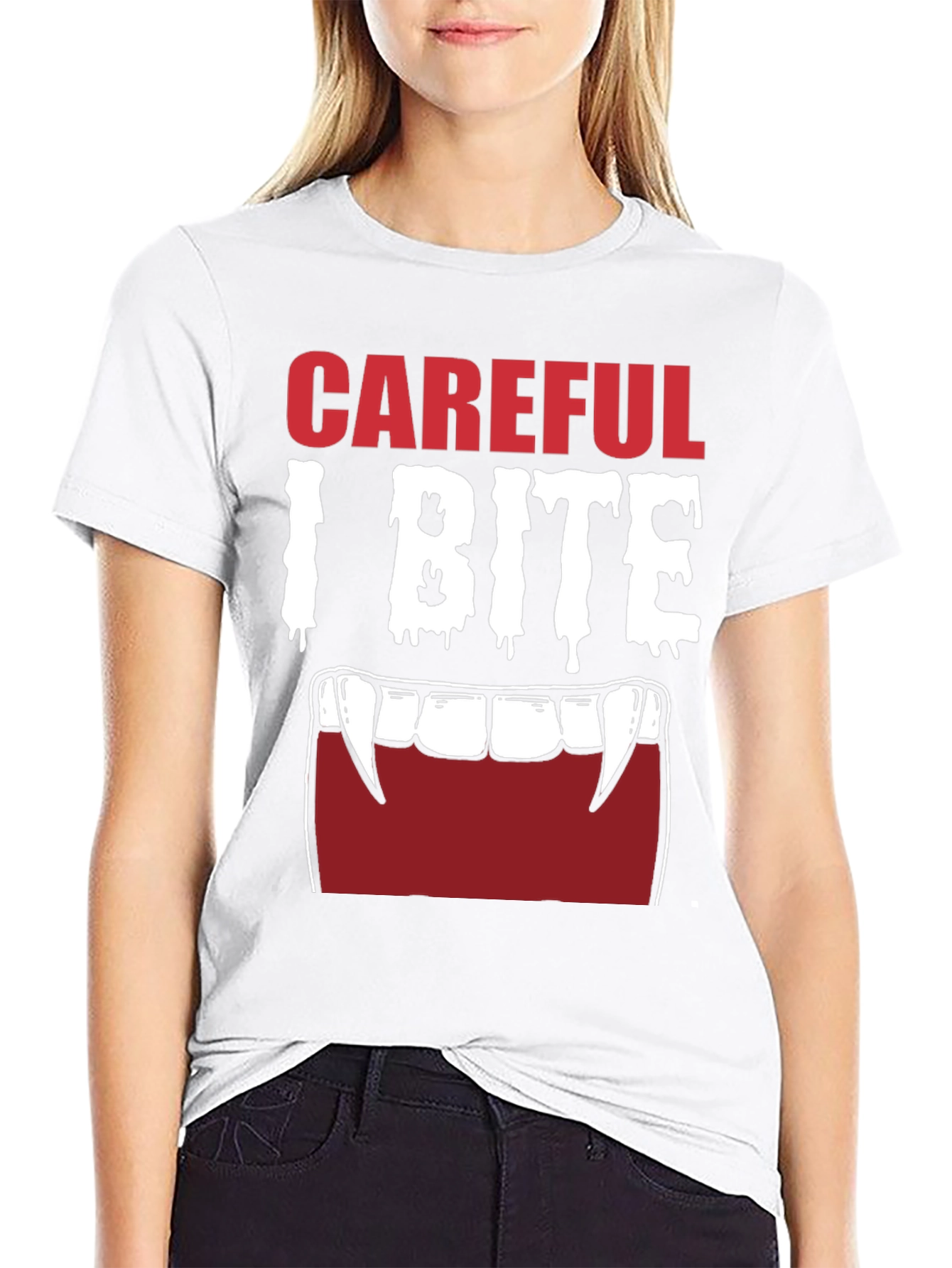 Careful I Bite Vampire Graphic T-Shirt