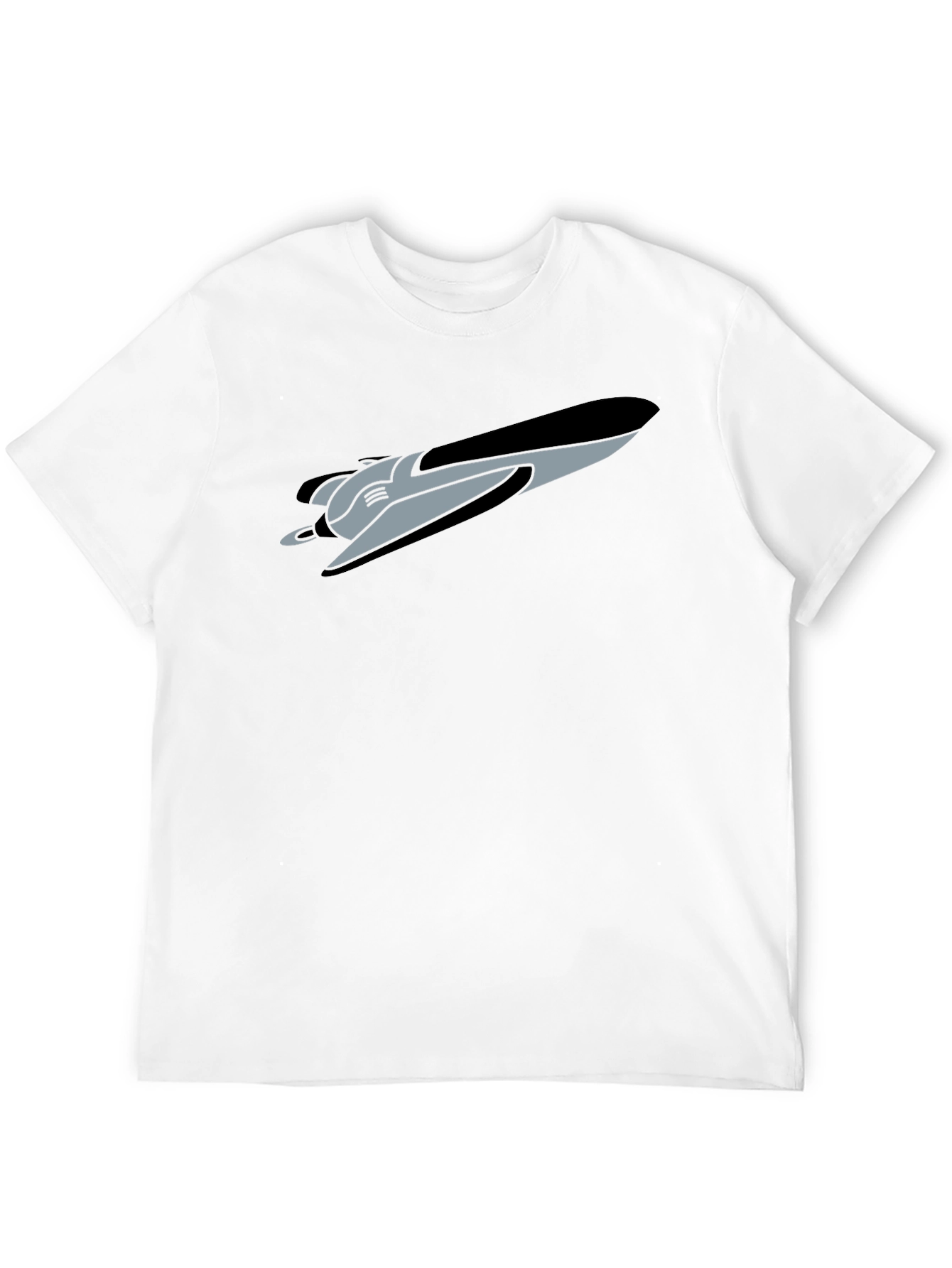 Retro Spaceship Graphic Tee - Black Cotton Blend
