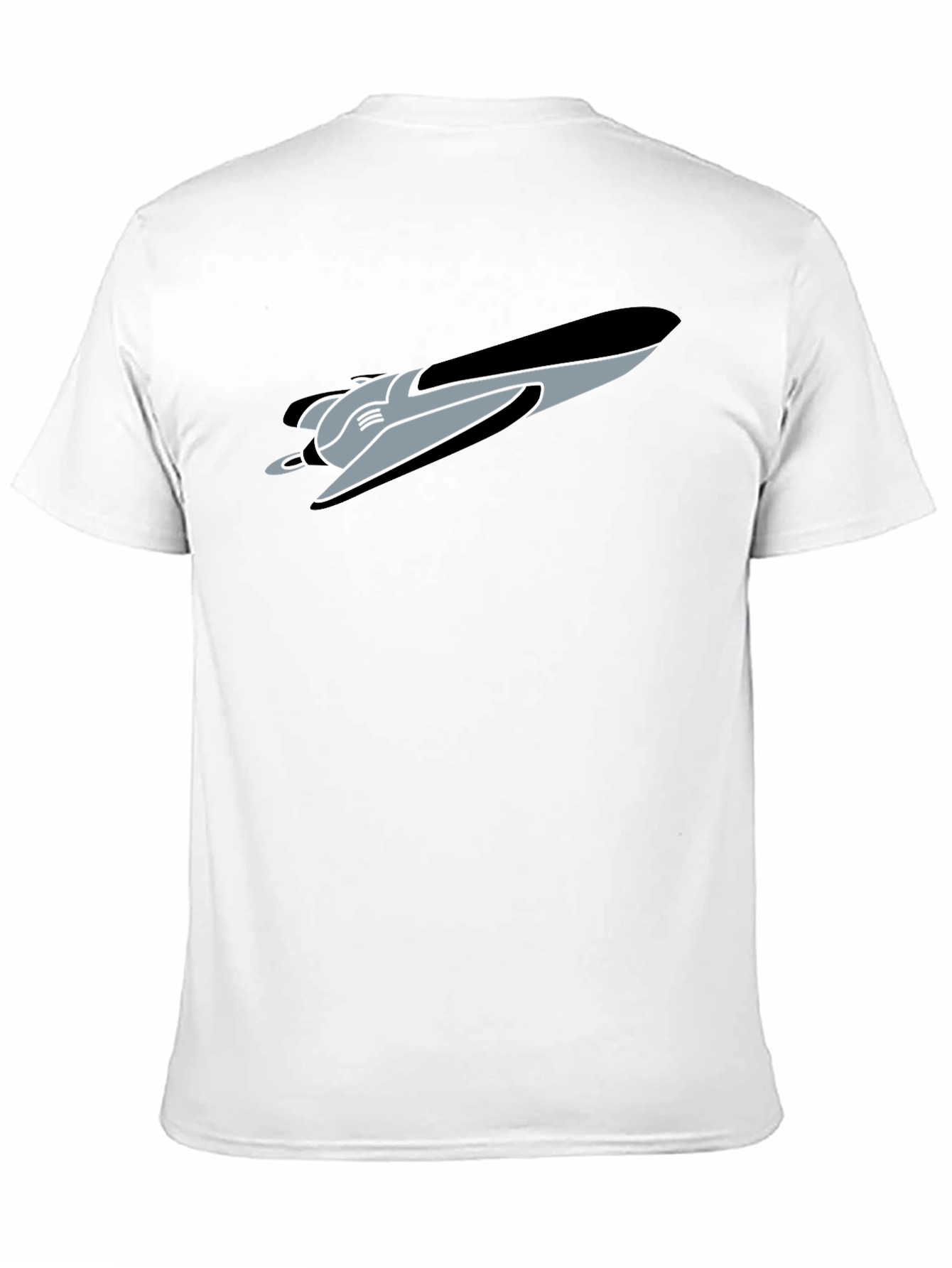 Retro Spaceship Graphic Tee - Black Cotton Blend