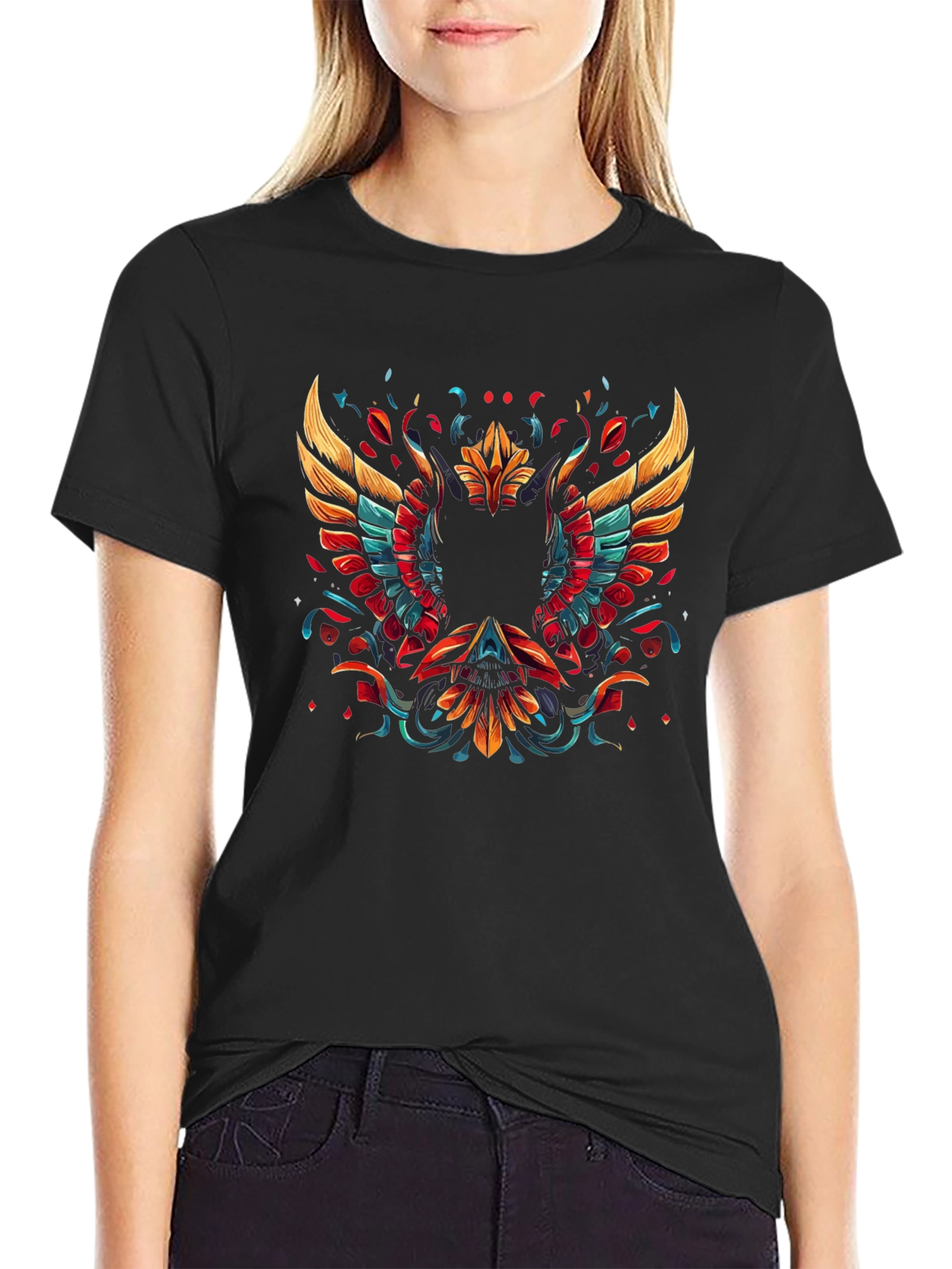 Phoenix Graphic Print Black T-Shirt