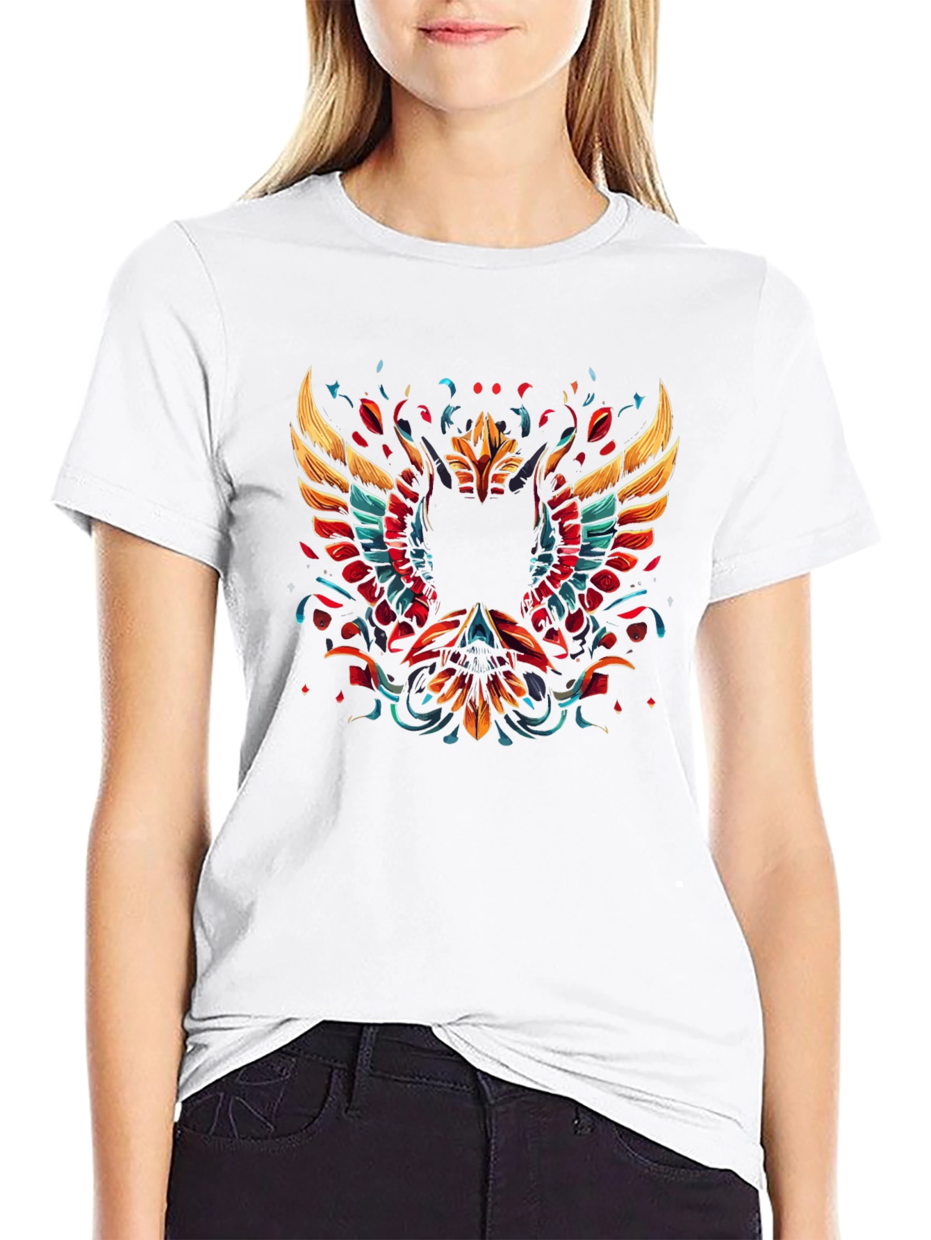 Phoenix Graphic Print Black T-Shirt