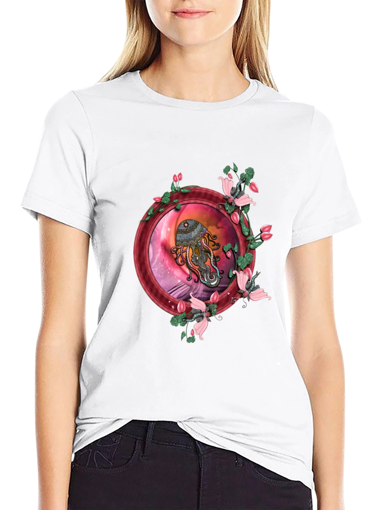 Octopus Floral Graphic Tee - Unique Design