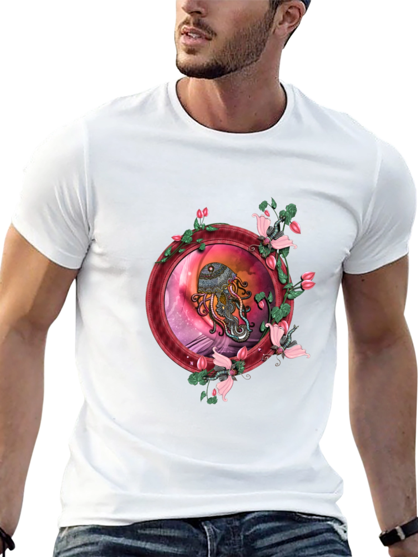 Octopus Floral Graphic Tee - Unique Design