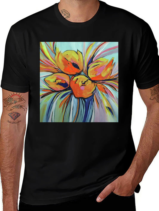 Floral Print T-Shirt - Bold Artistic Design