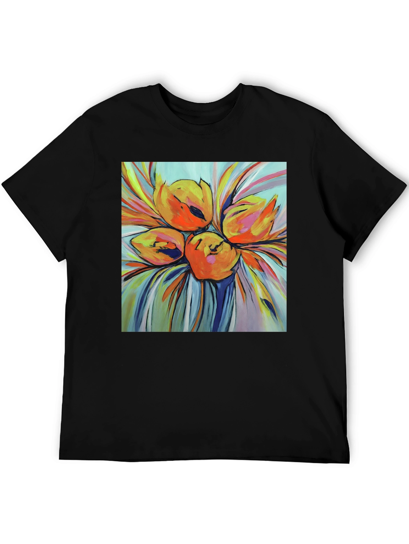 Floral Print T-Shirt - Bold Artistic Design