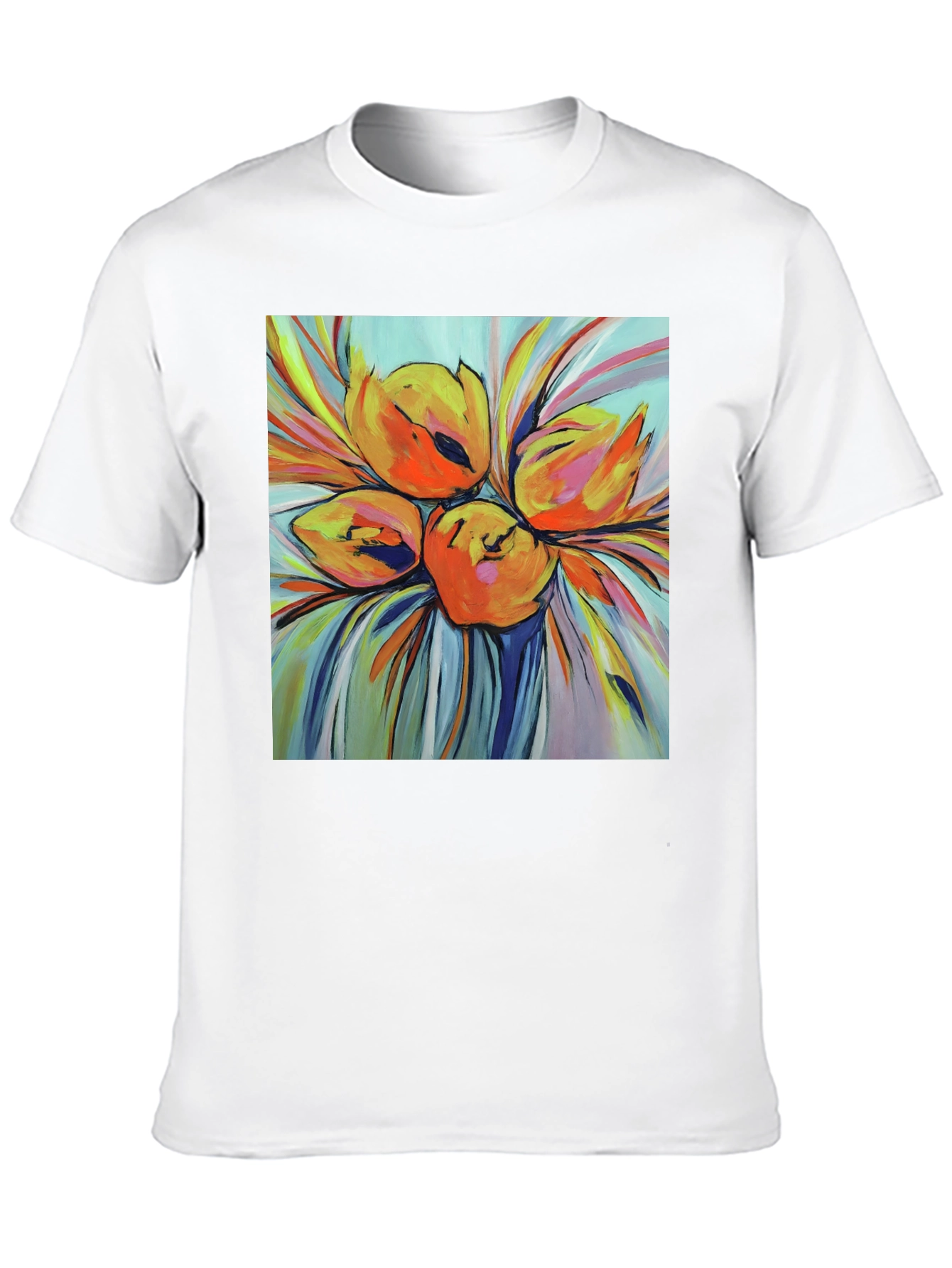 Floral Print T-Shirt - Bold Artistic Design
