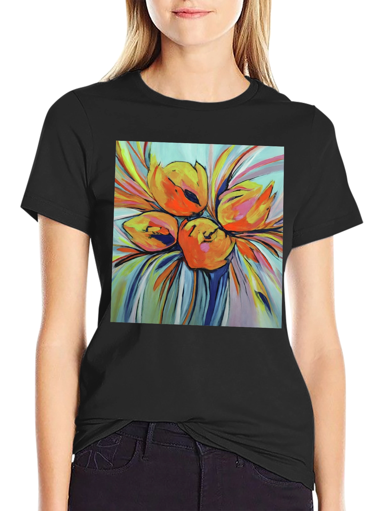 Floral Print T-Shirt - Bold Artistic Design