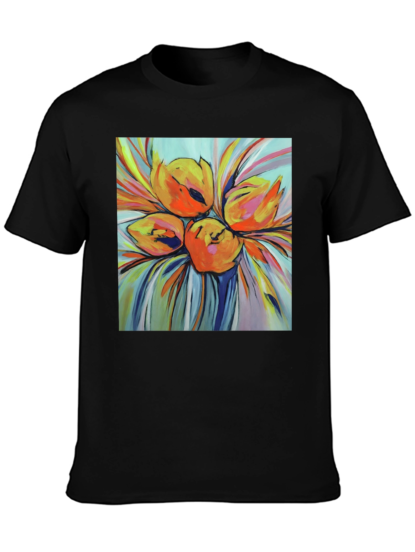 Floral Print T-Shirt - Bold Artistic Design