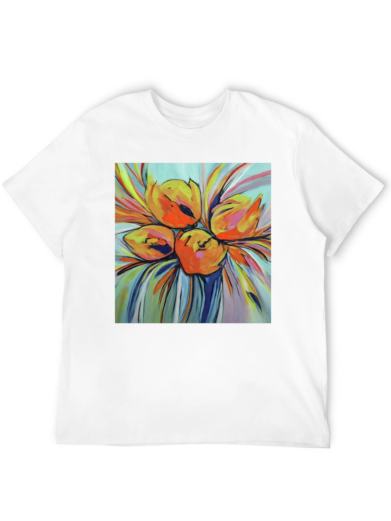Floral Print T-Shirt - Bold Artistic Design