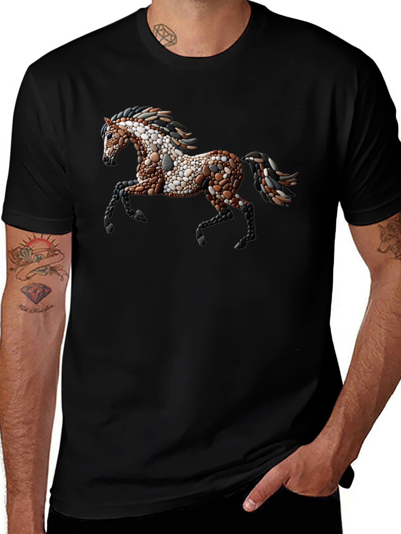 Pebble Horse Graphic Tee - Unique Artistic Design