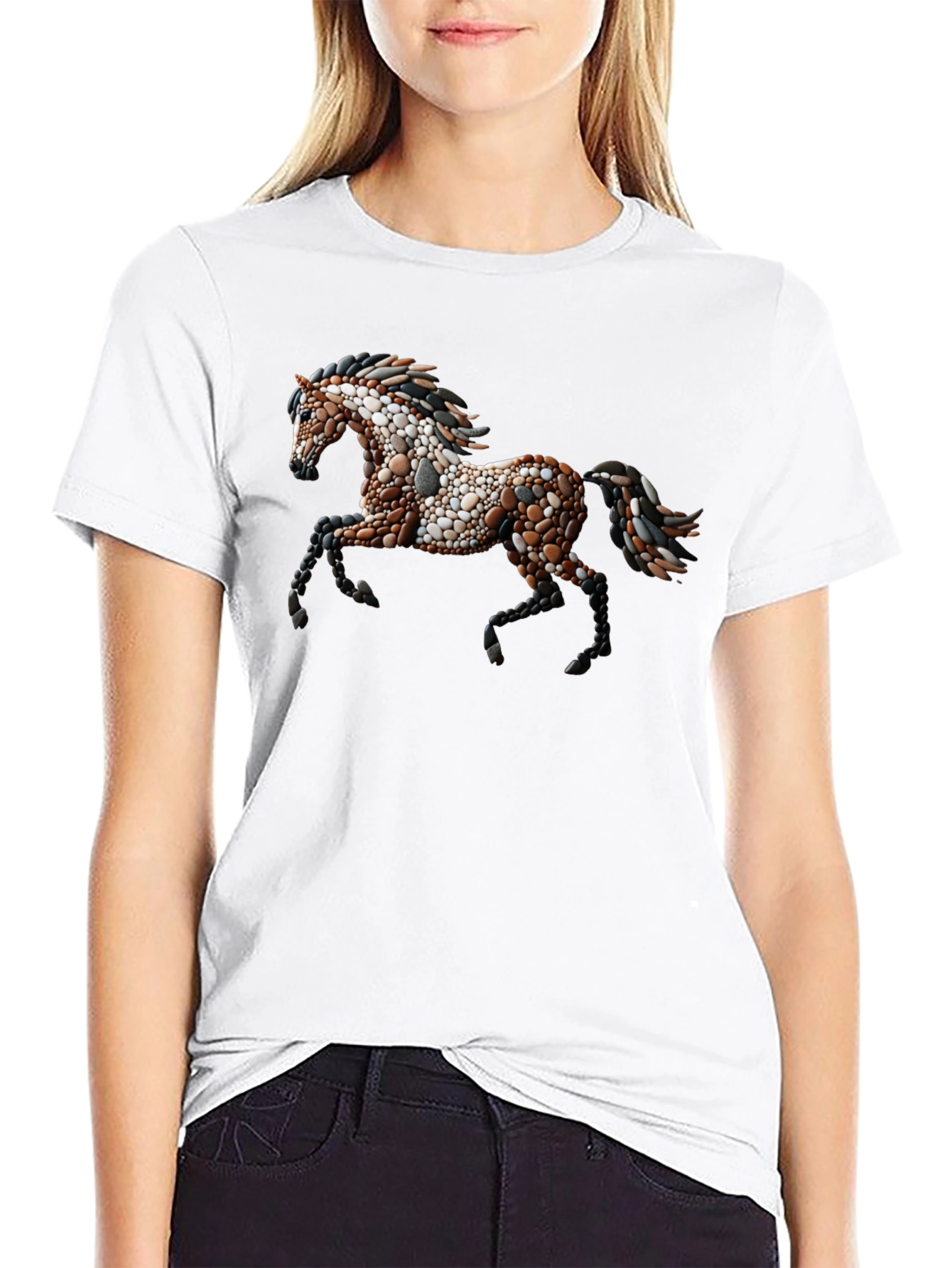 Pebble Horse Graphic Tee - Unique Artistic Design