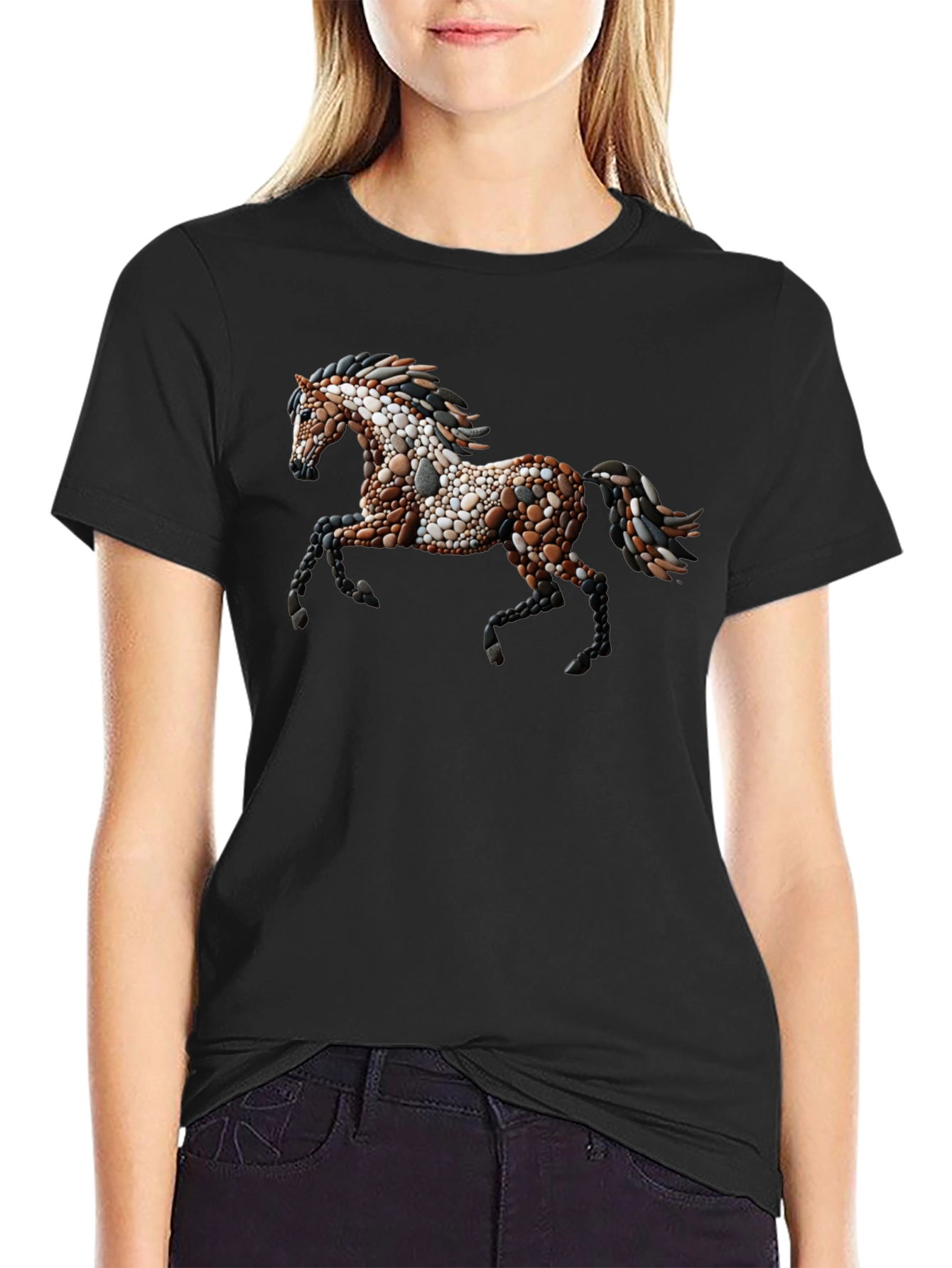 Pebble Horse Graphic Tee - Unique Artistic Design