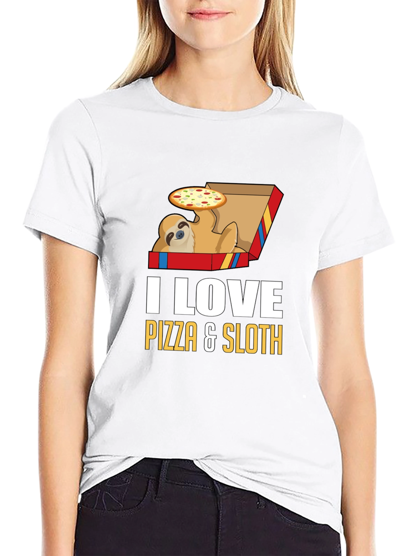 Pizza Sloth Graphic Tee - Funny Casual Shirt