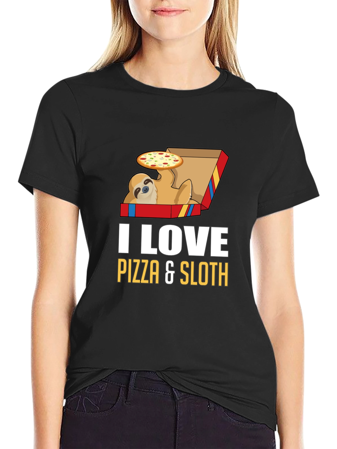 Pizza Sloth Graphic Tee - Funny Casual Shirt