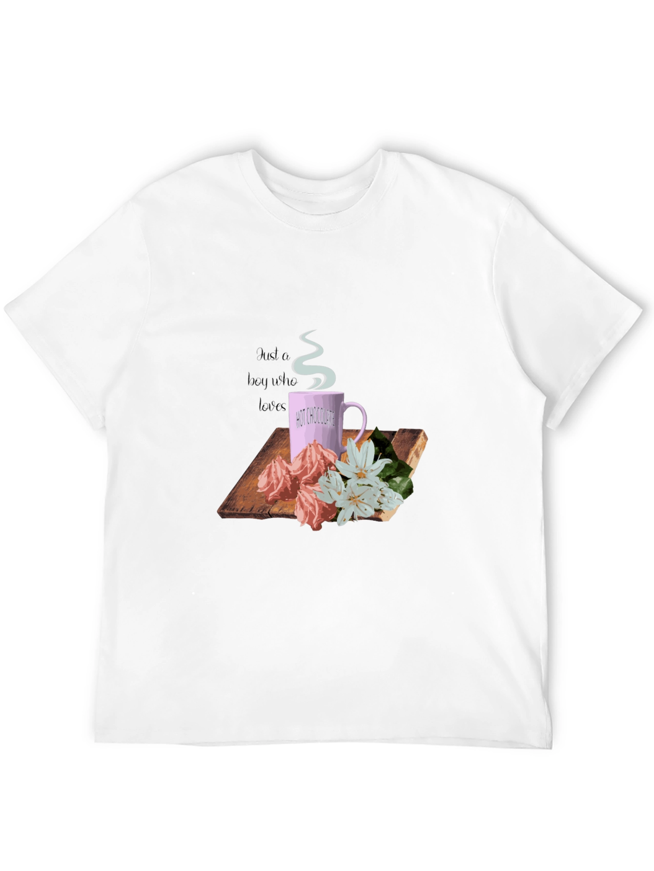Hot Chocolate & Flowers Graphic Tee - Black