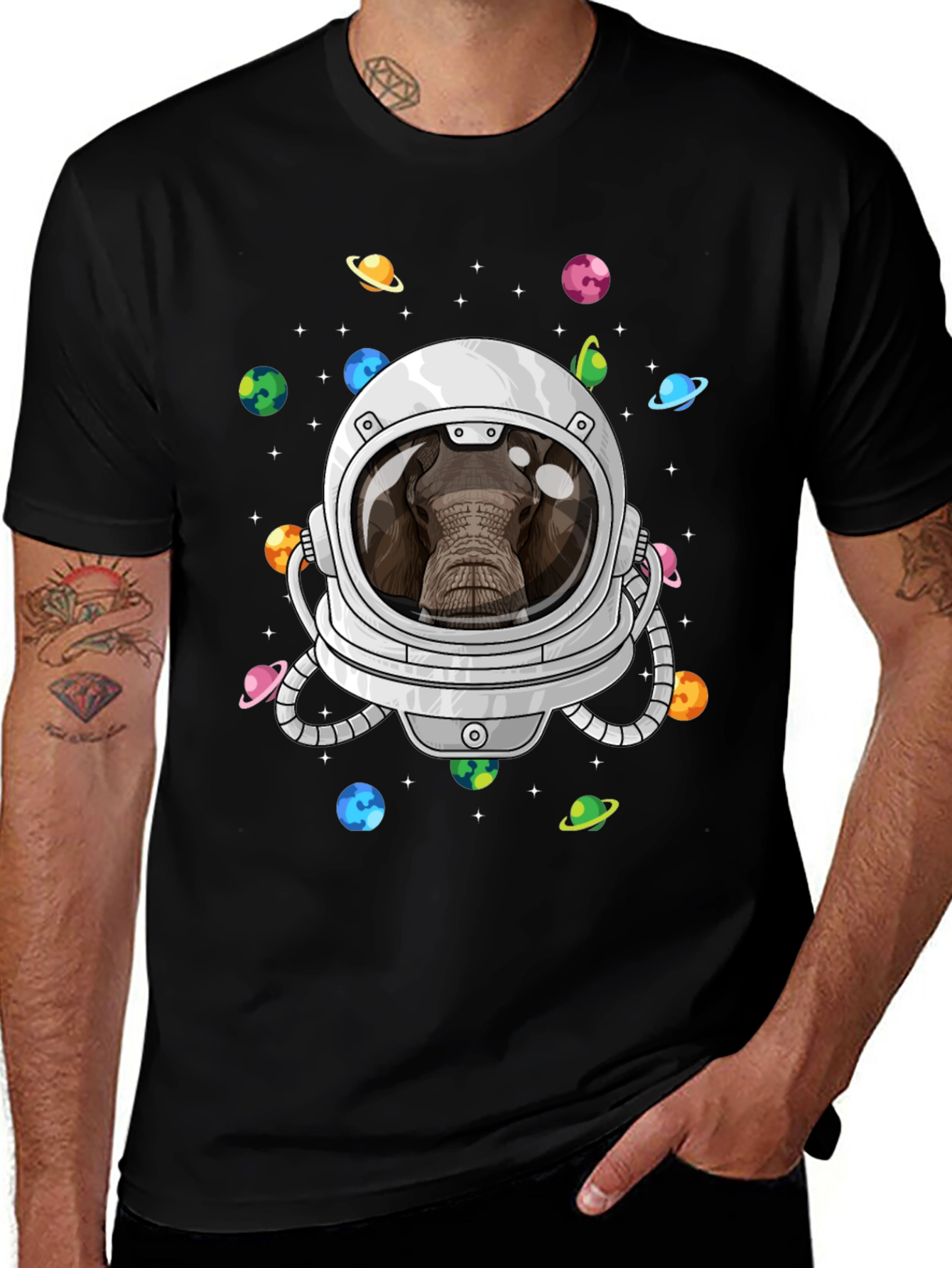 Elephant Astronaut Graphic T-Shirt