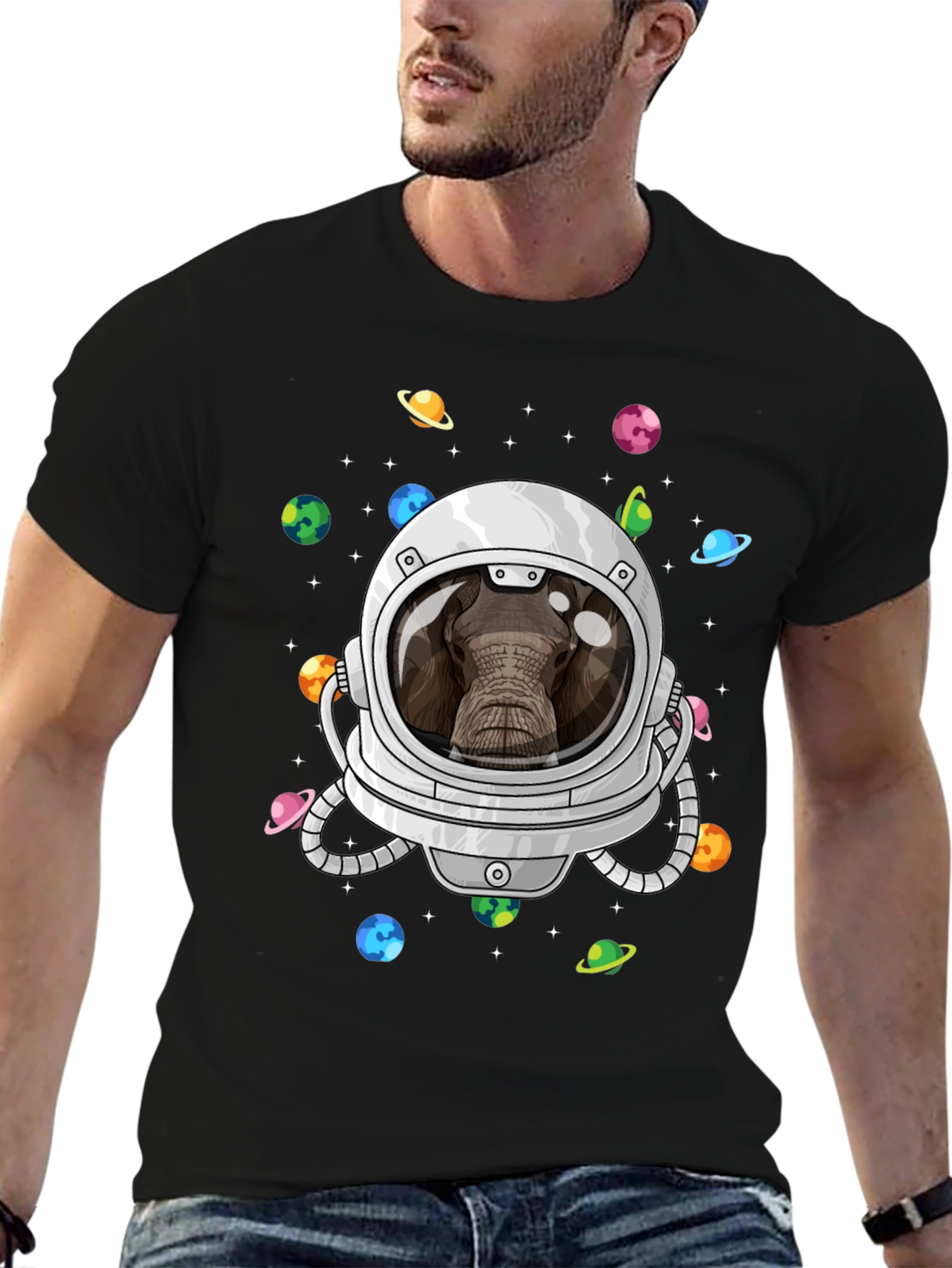 Elephant Astronaut Graphic T-Shirt