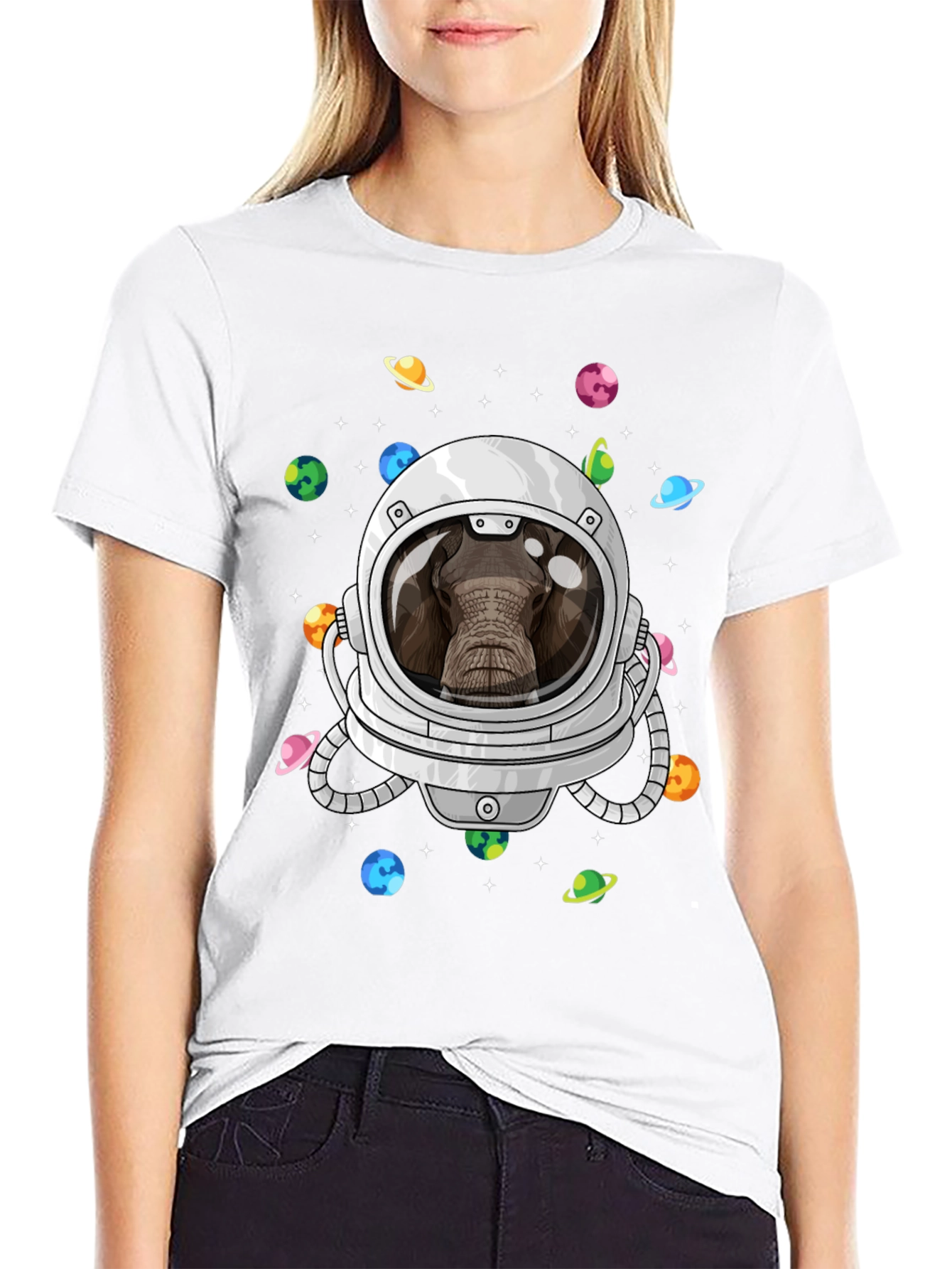Elephant Astronaut Graphic T-Shirt