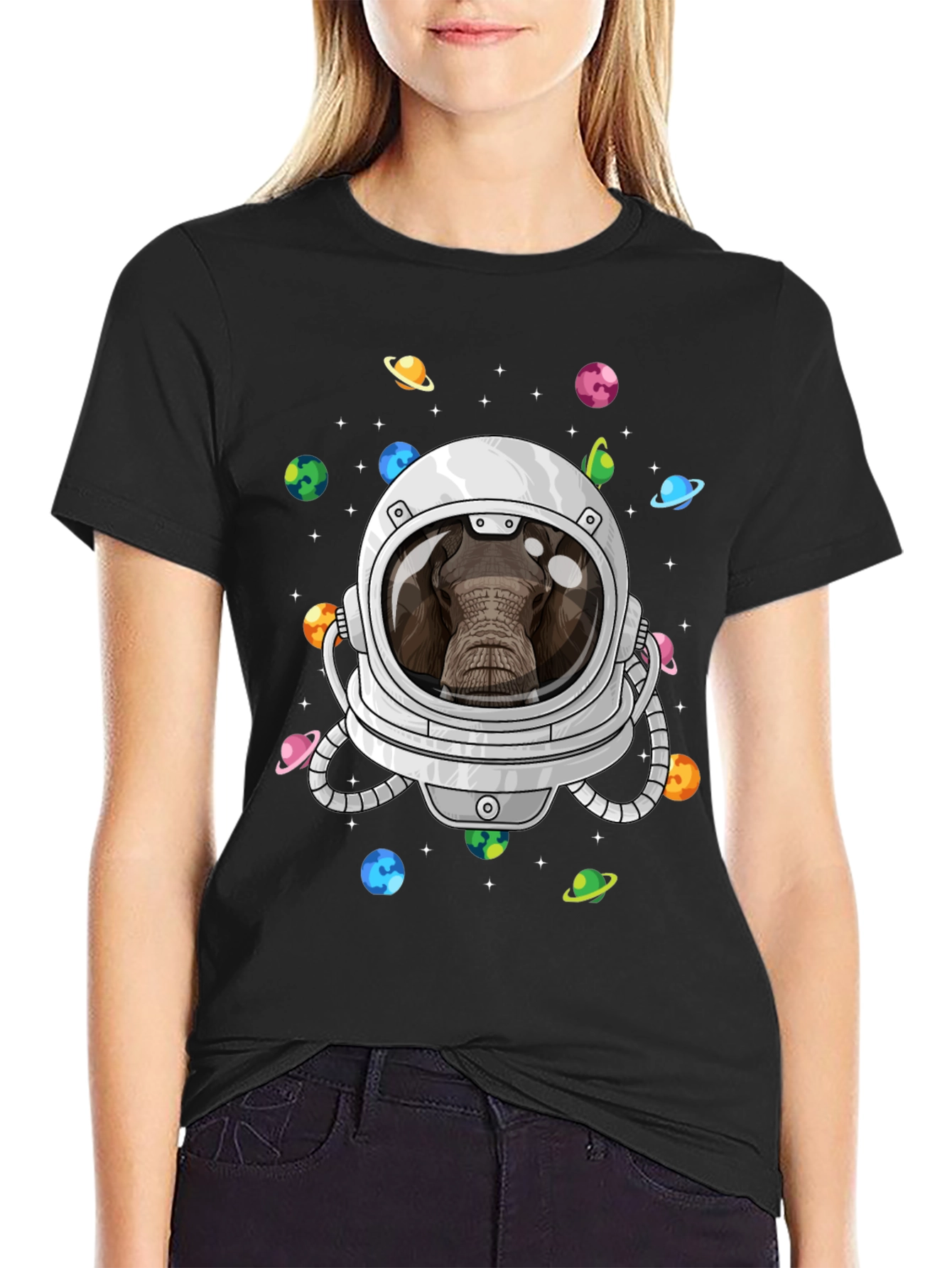 Elephant Astronaut Graphic T-Shirt