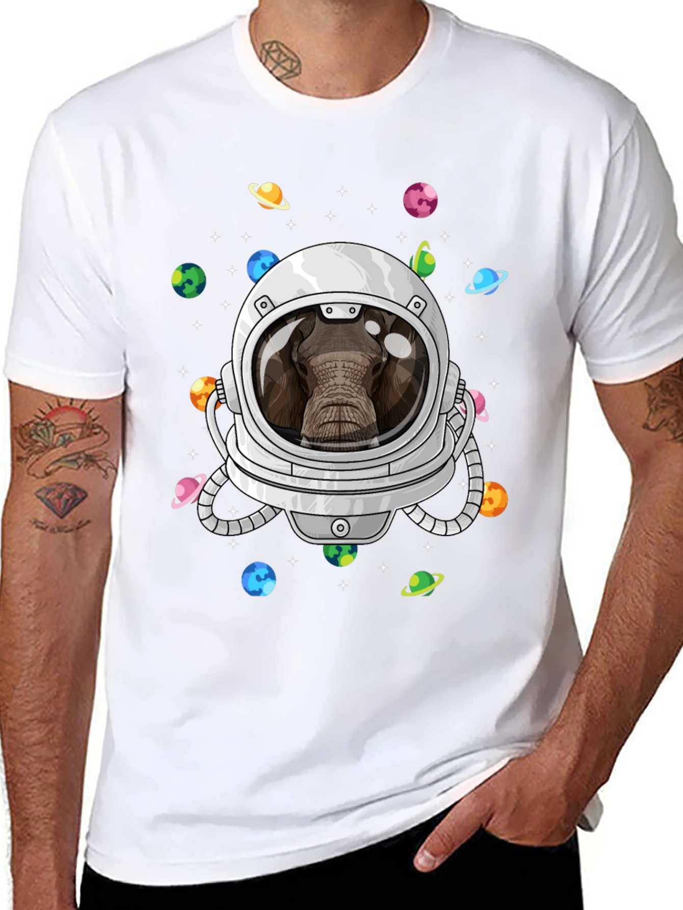 Elephant Astronaut Graphic T-Shirt