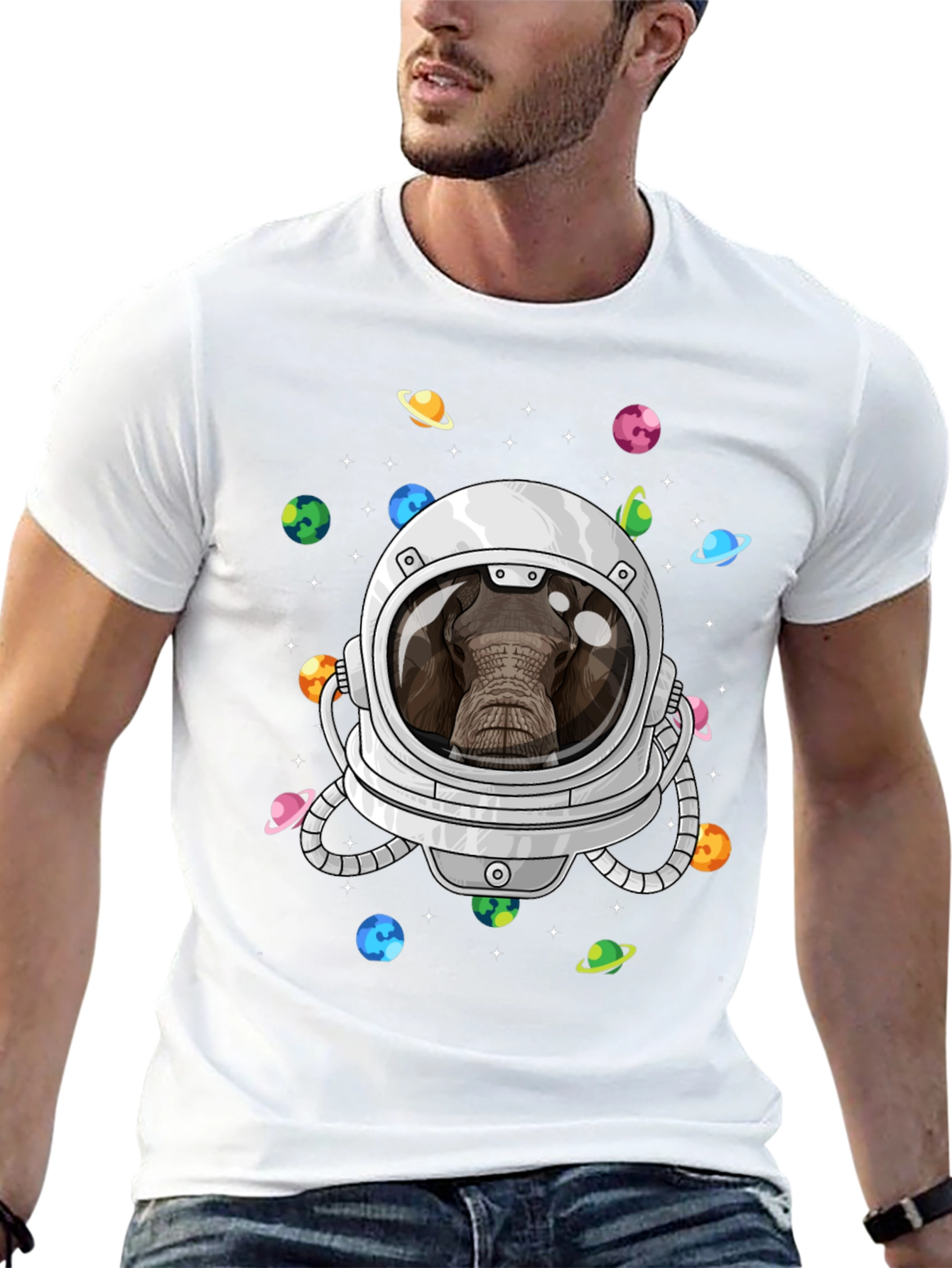 Elephant Astronaut Graphic T-Shirt