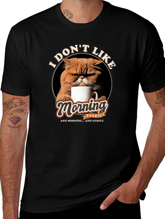 I Dont Like Morning People Cat Graphic T-Shirt