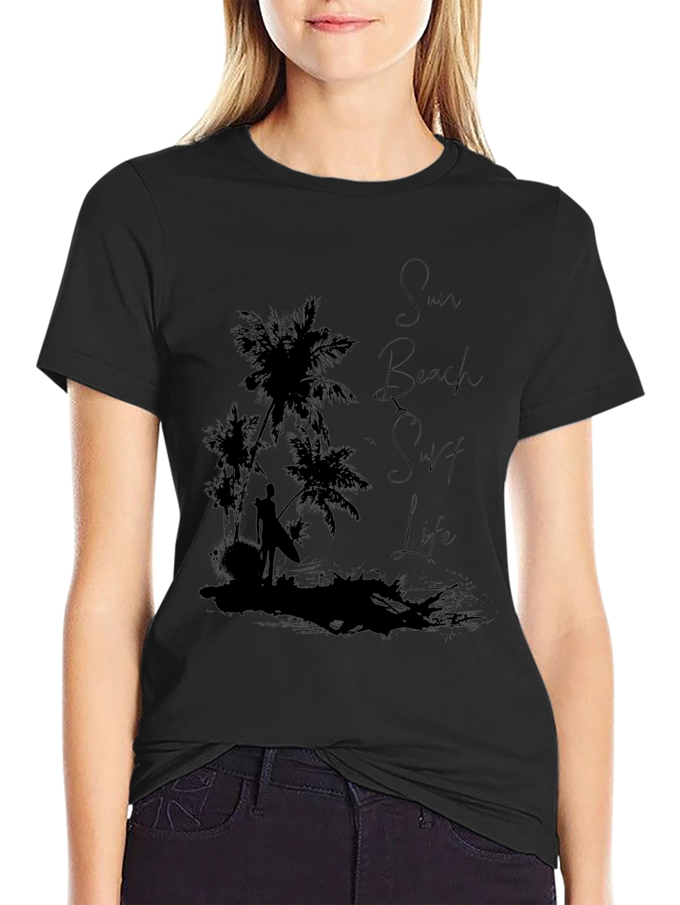 Sun Beach Surf Life Graphic T-Shirt