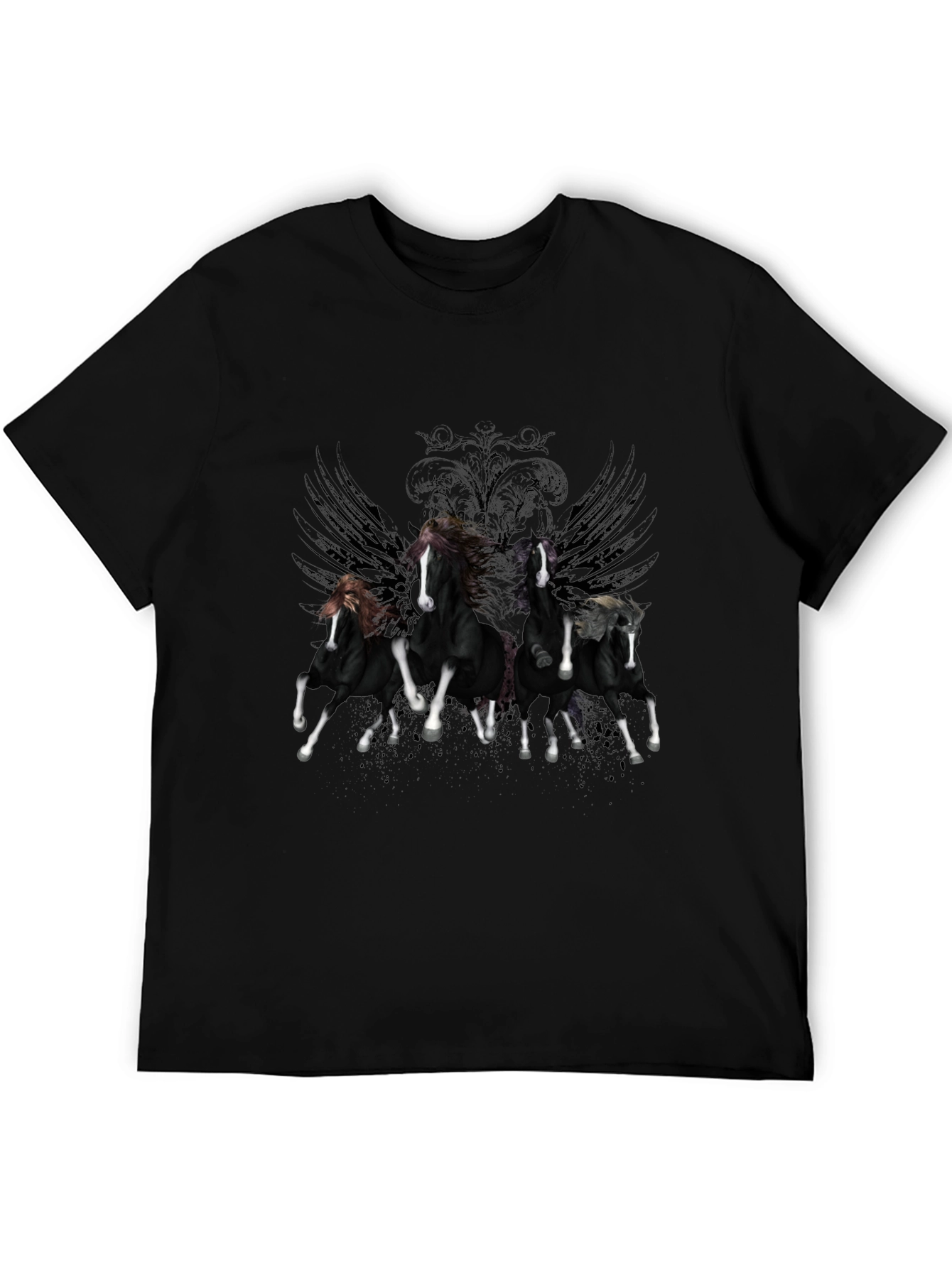 Black Horse Graphic Tee - Stylish Mens T-Shirt