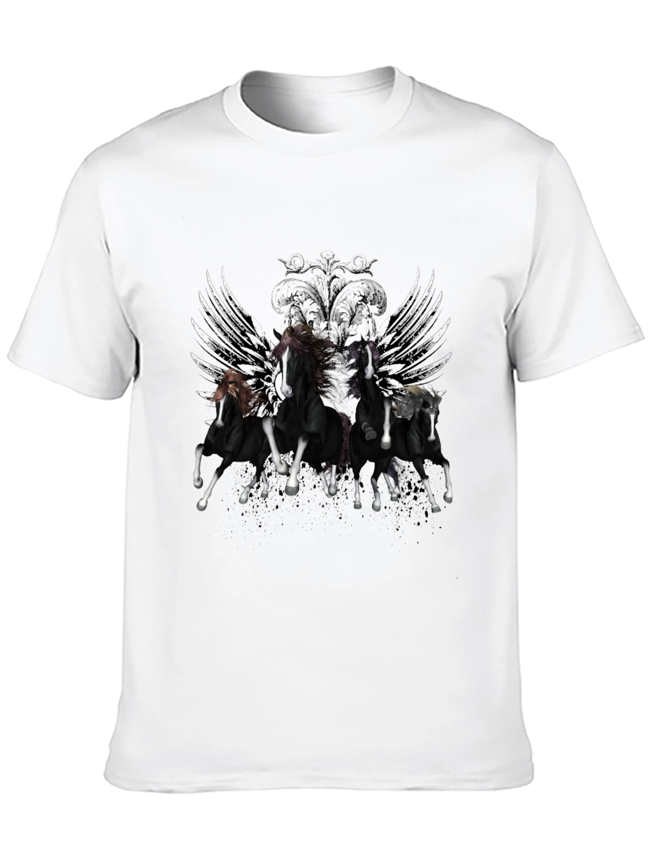 Black Horse Graphic Tee - Stylish Mens T-Shirt