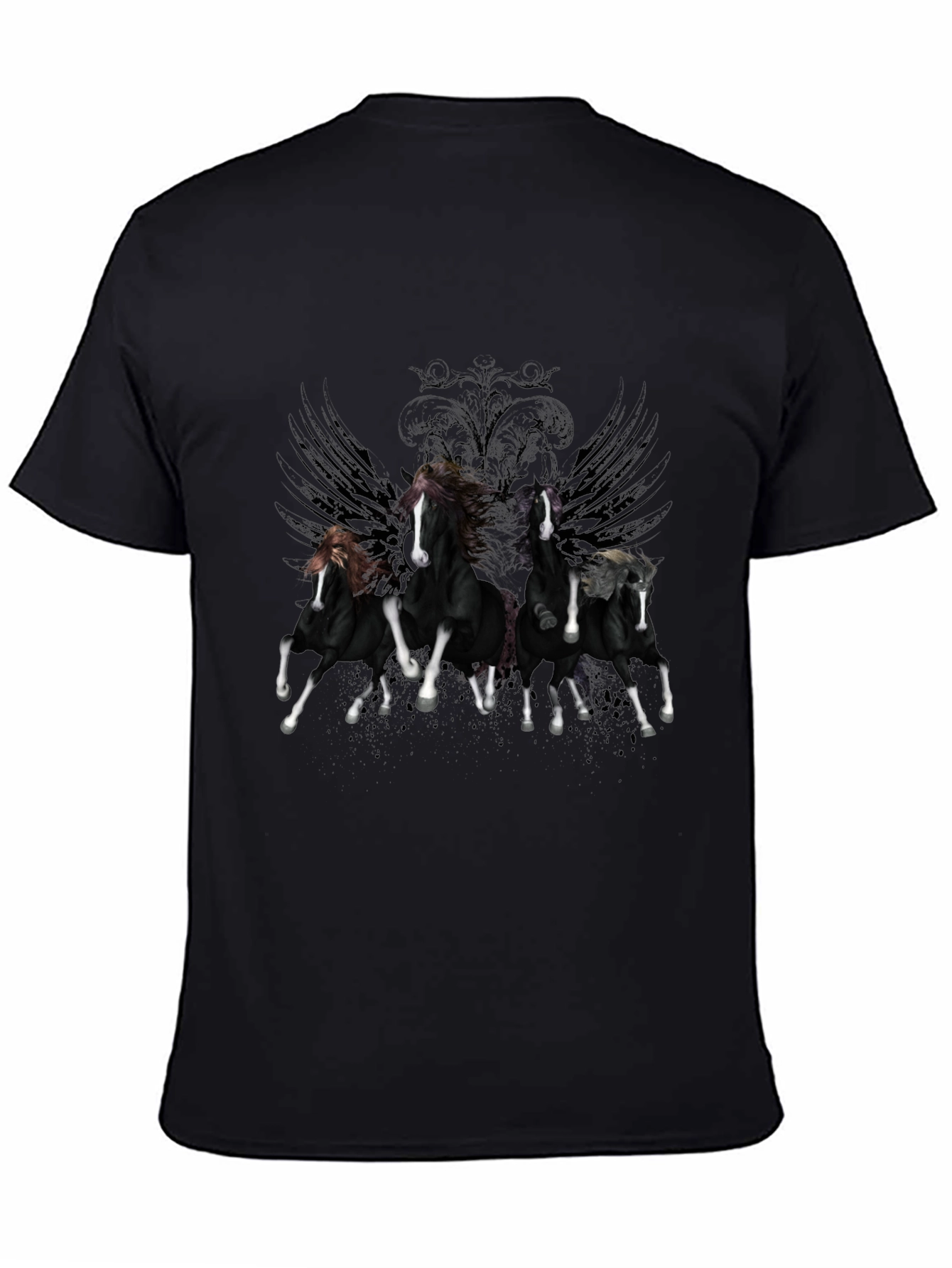 Black Horse Graphic Tee - Stylish Mens T-Shirt