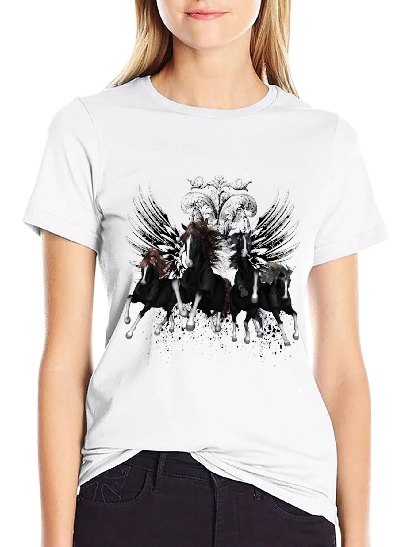 Black Horse Graphic Tee - Stylish Mens T-Shirt