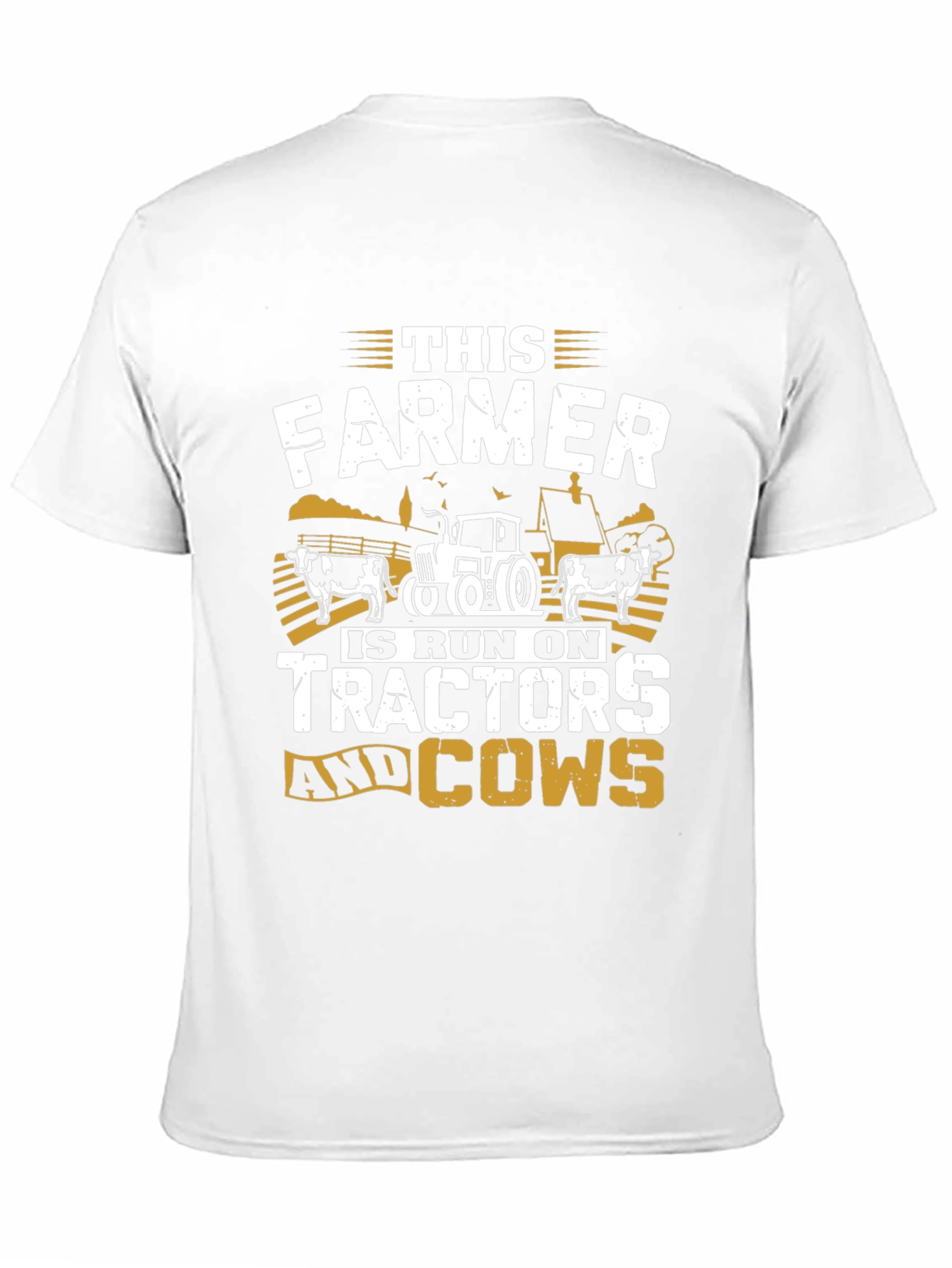 Farmer Tractor Cow Graphic T-Shirt