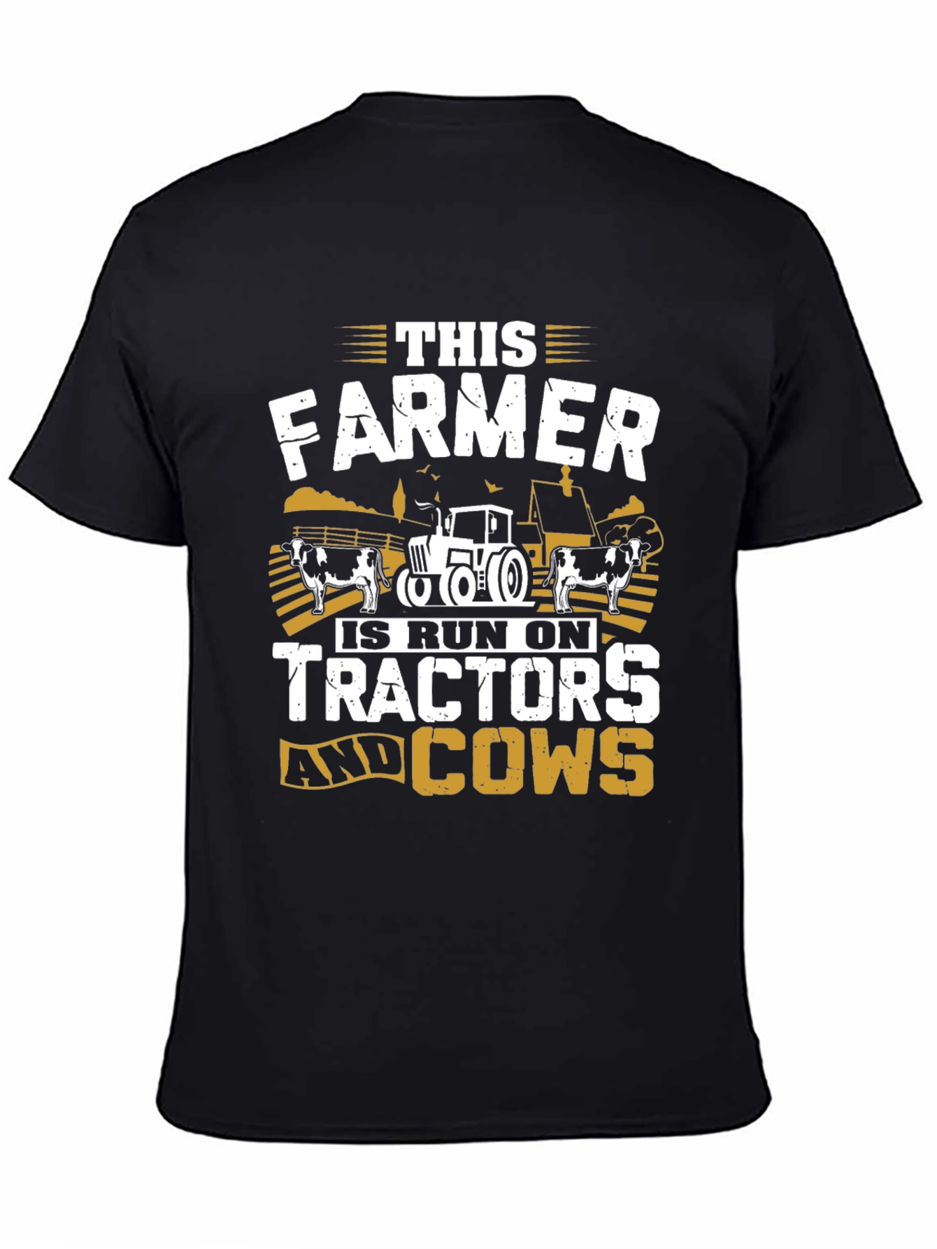 Farmer Tractor Cow Graphic T-Shirt
