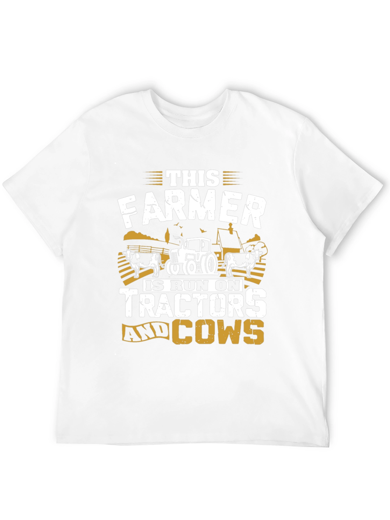 Farmer Tractor Cow Graphic T-Shirt