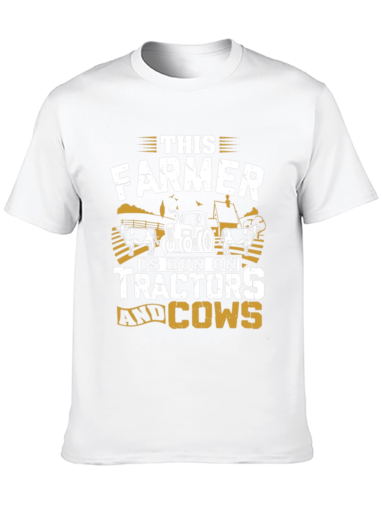 Farmer Tractor Cow Graphic T-Shirt