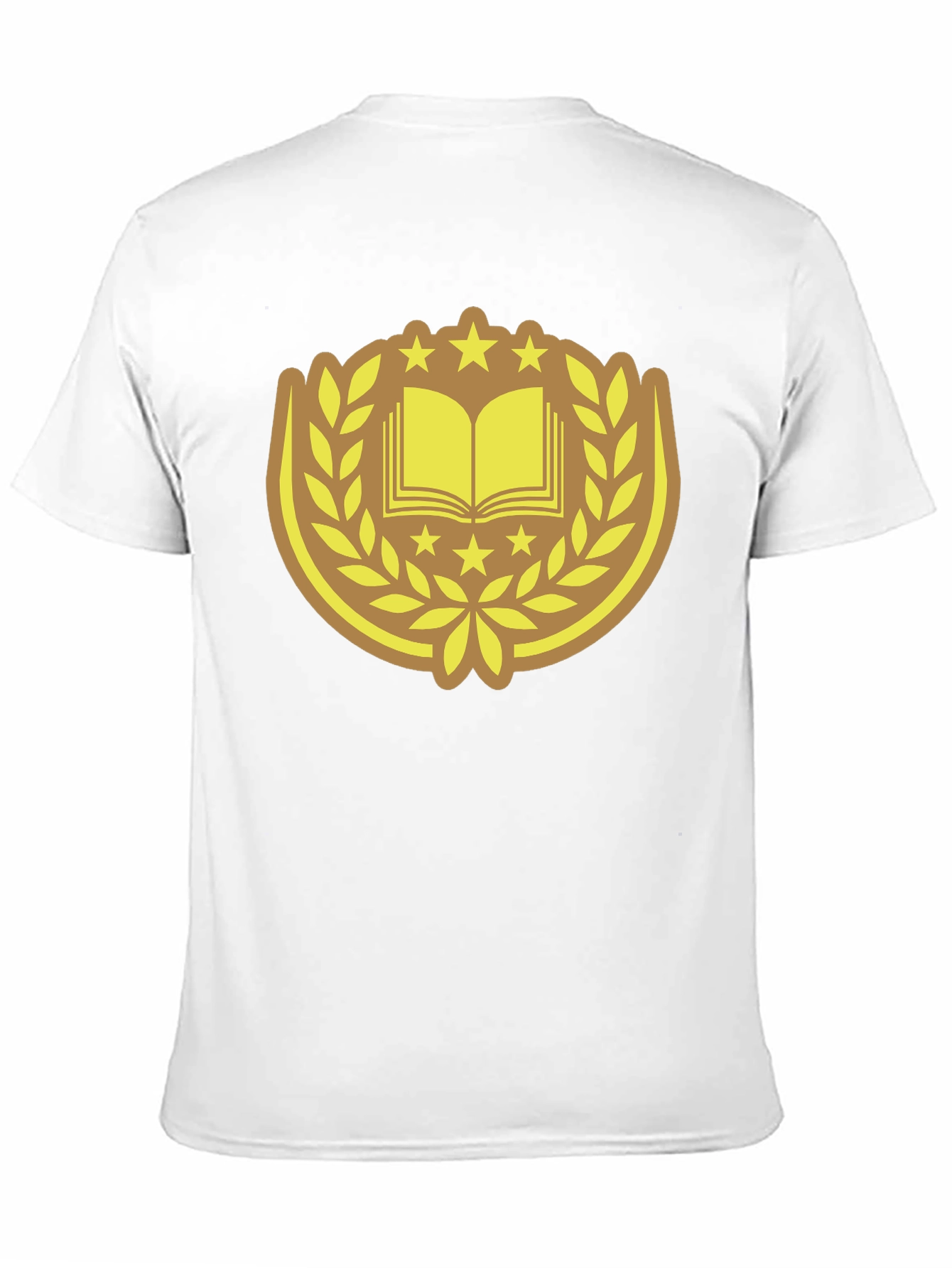 Black T-Shirt with Book & Laurel Design