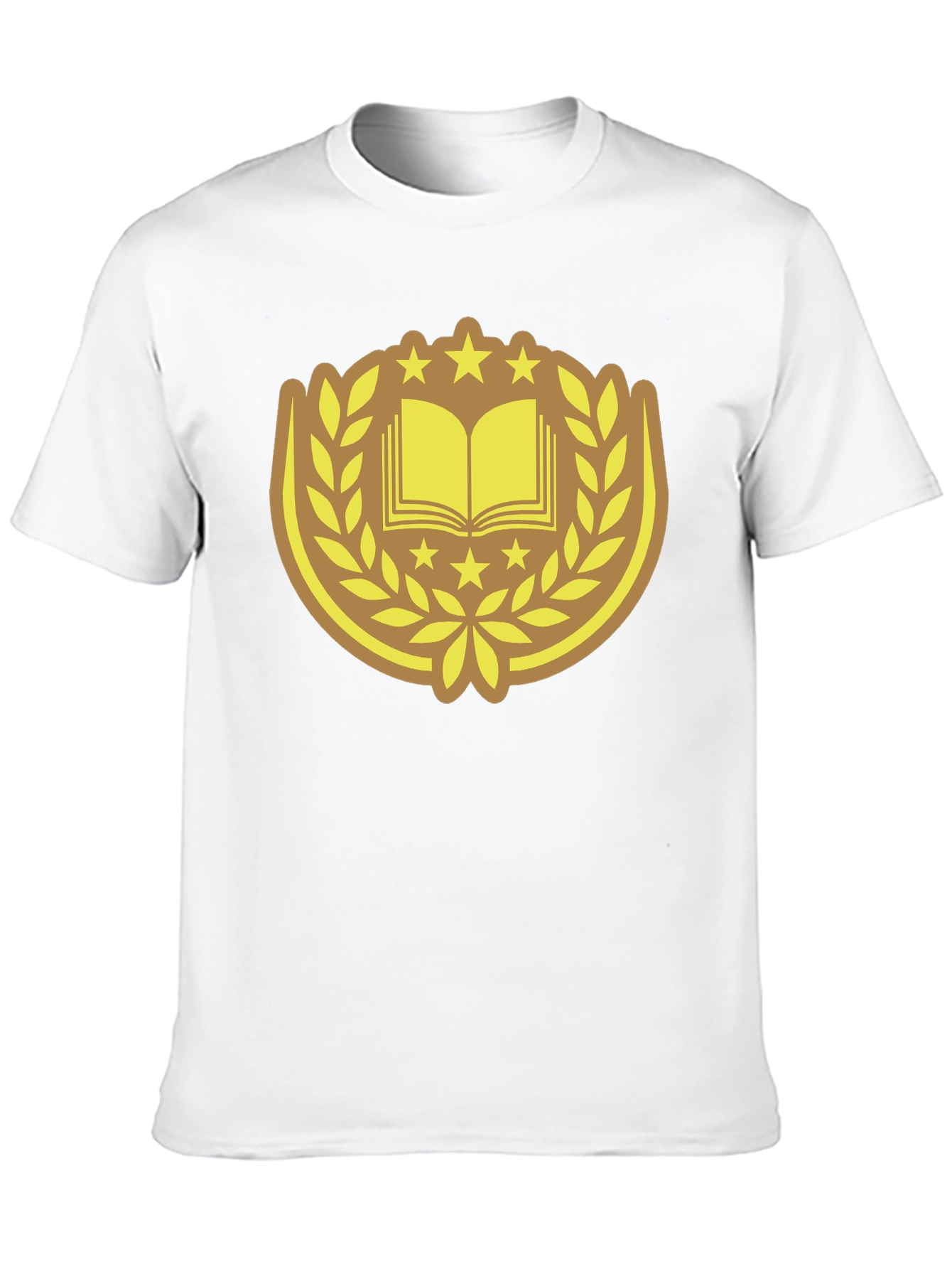 Black T-Shirt with Book & Laurel Design